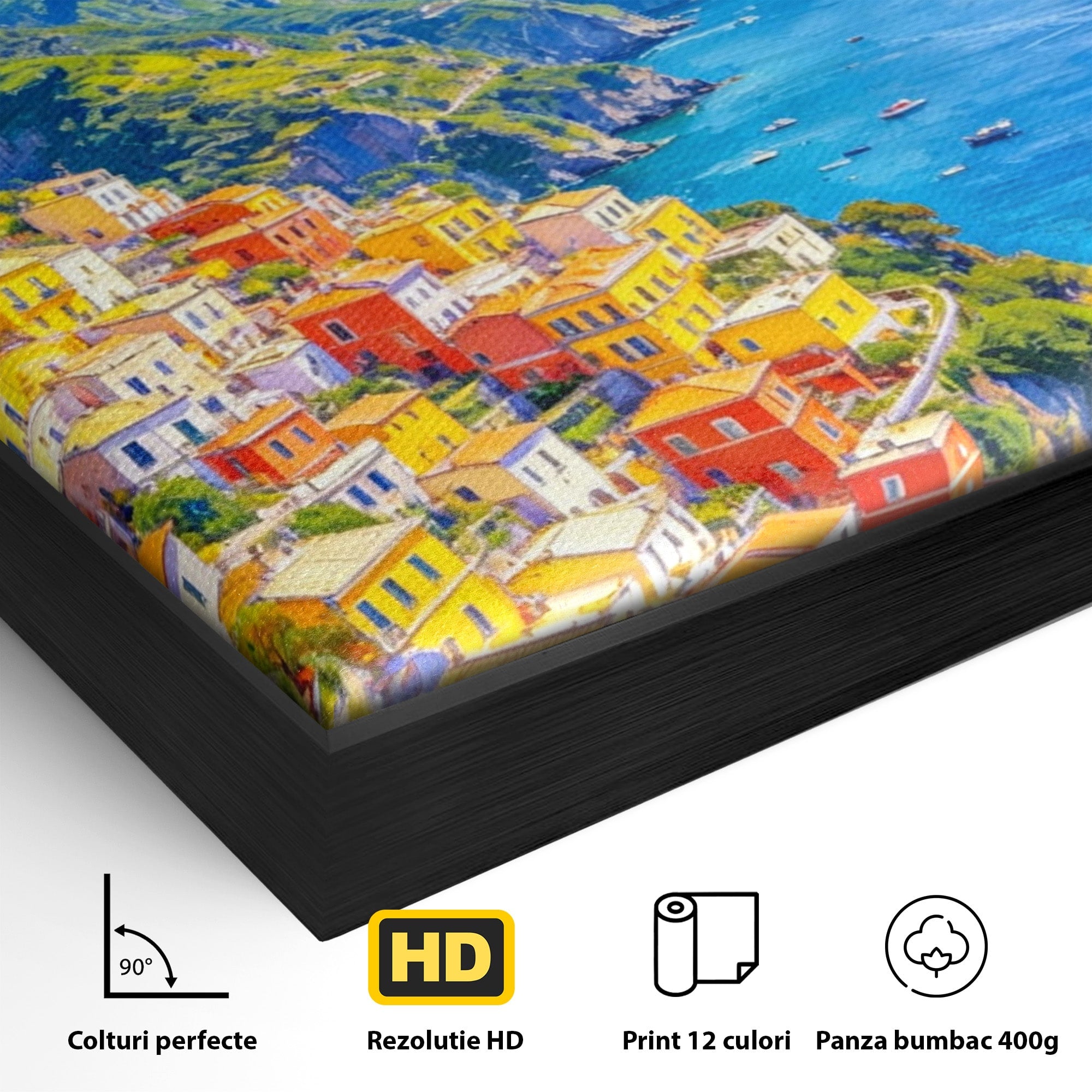 Tablou Canvas Premium LuxCanva® PI1061, Peisaj Mediteranean Cu Lamaie, Peisaj, Lamaie, Mare, Mediterranean, Living, Culori Vibrante