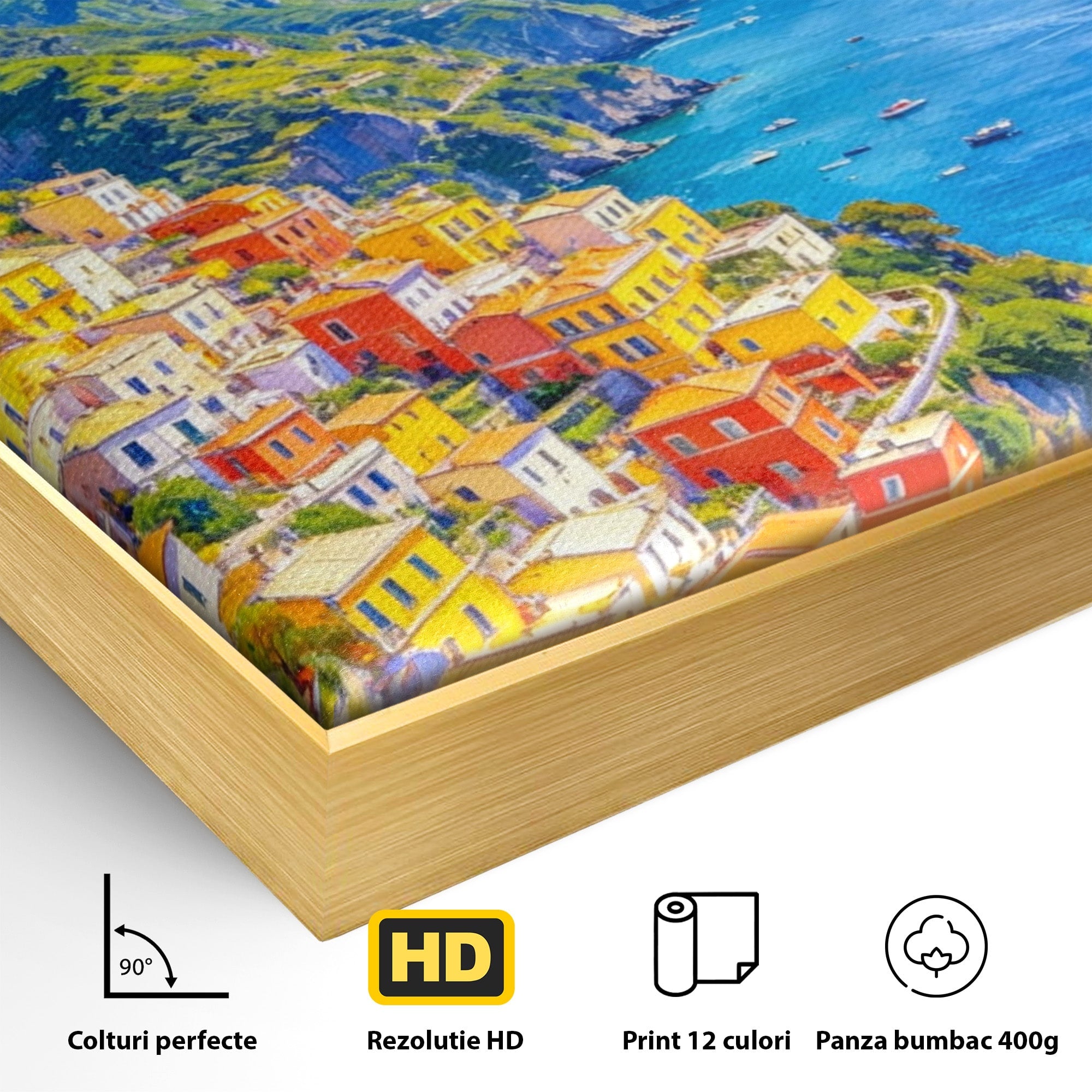 Tablou Canvas Premium LuxCanva® PI1061, Peisaj Mediteranean Cu Lamaie, Peisaj, Lamaie, Mare, Mediterranean, Living, Culori Vibrante