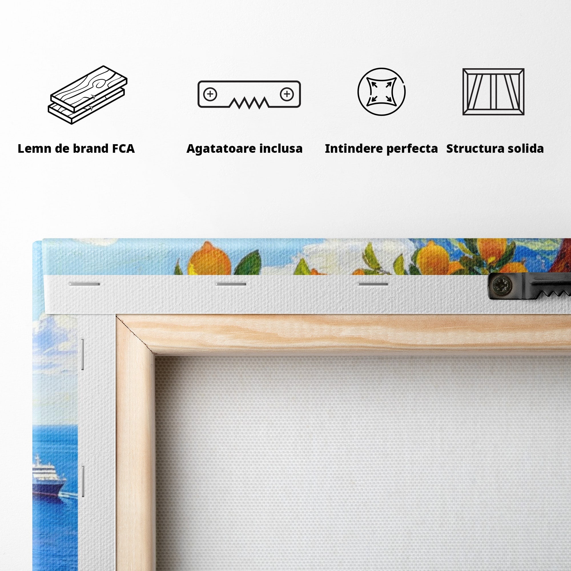 Tablou Canvas Premium LuxCanva® PI1061, Peisaj Mediteranean Cu Lamaie, Peisaj, Lamaie, Mare, Mediterranean, Living, Culori Vibrante