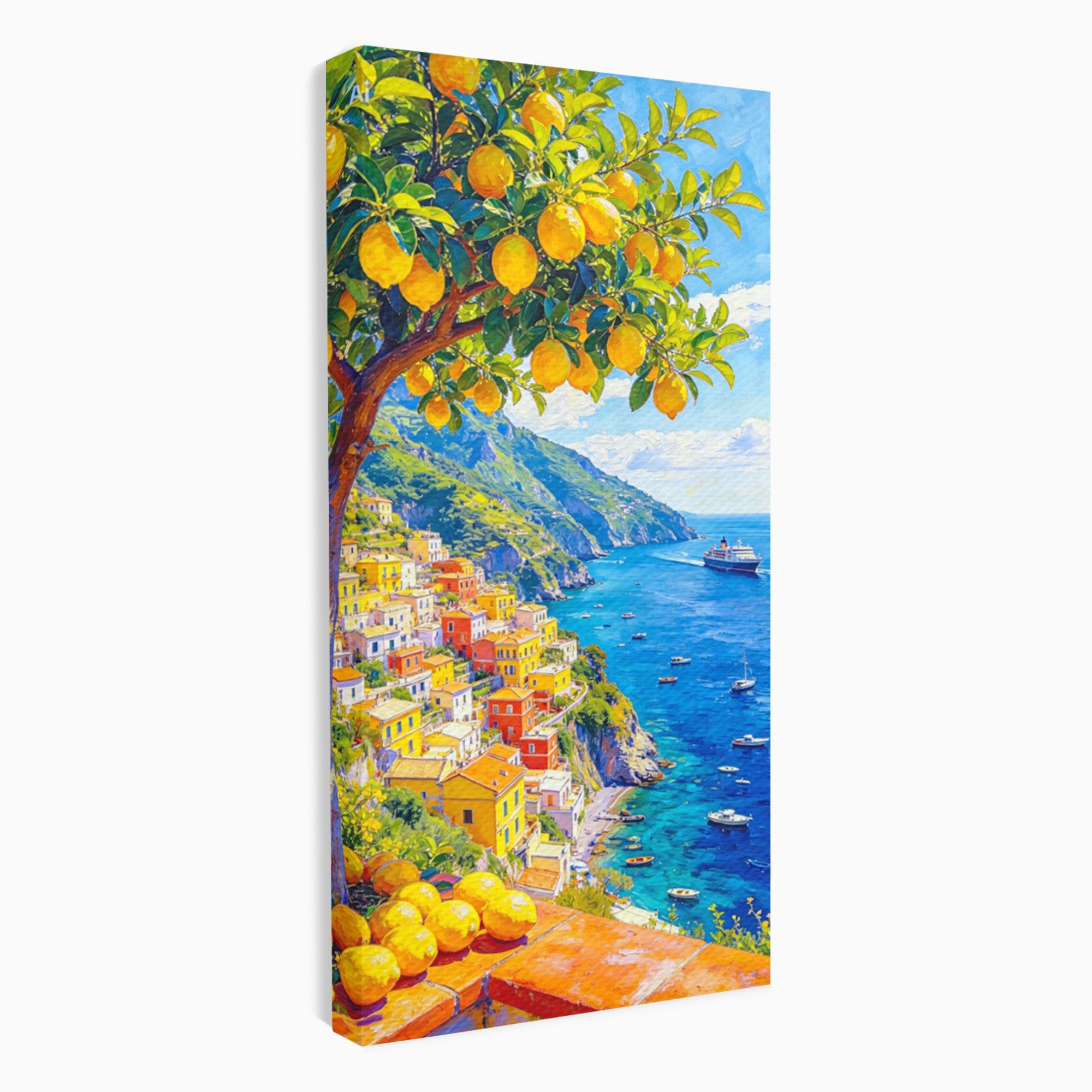 Tablou Canvas Premium LuxCanva® PI1061, Peisaj Mediteranean Cu Lamaie, Peisaj, Lamaie, Mare, Mediterranean, Living, Culori Vibrante