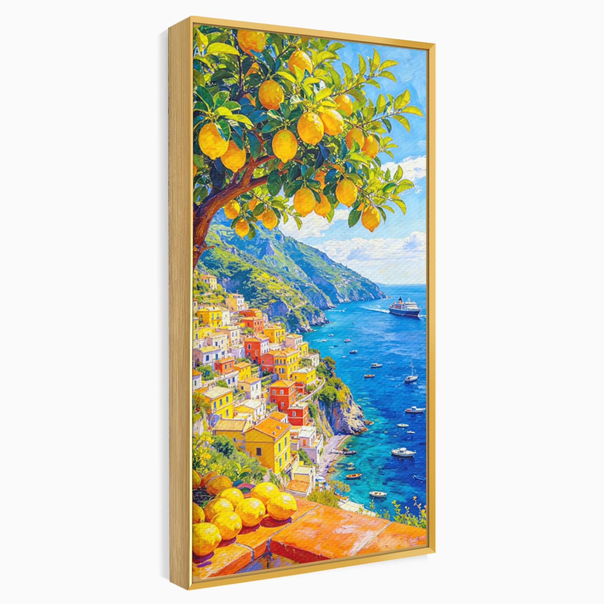 Tablou Canvas Premium LuxCanva® PI1061, Peisaj Mediteranean Cu Lamaie, Peisaj, Lamaie, Mare, Mediterranean, Living, Culori Vibrante
