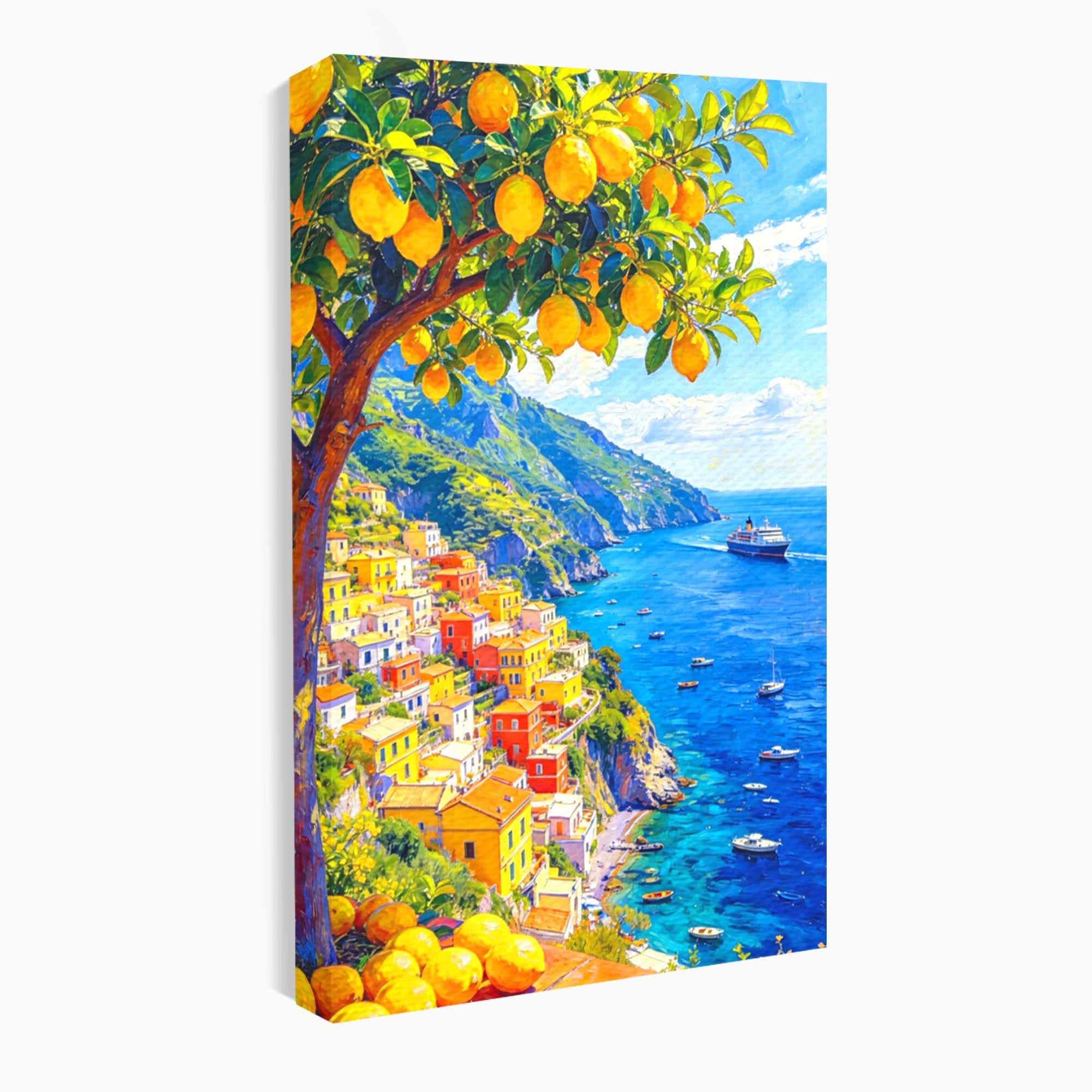 Tablou Canvas Premium LuxCanva® PI1061, Peisaj Mediteranean Cu Lamaie, Peisaj, Lamaie, Mare, Mediterranean, Living, Culori Vibrante