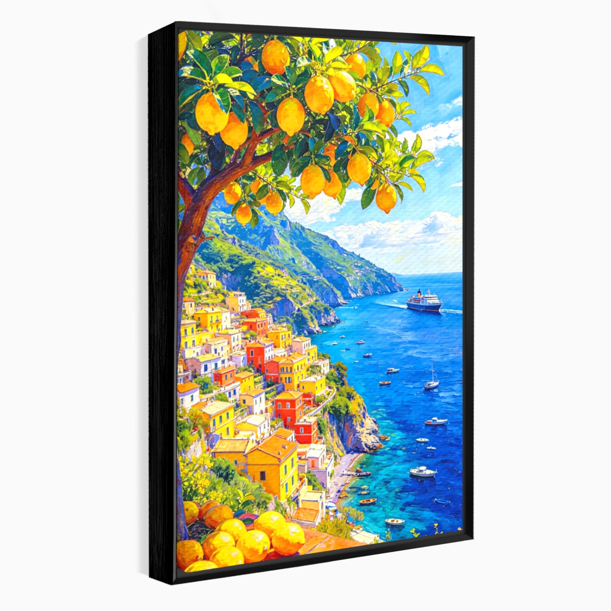 Tablou Canvas Premium LuxCanva® PI1061, Peisaj Mediteranean Cu Lamaie, Peisaj, Lamaie, Mare, Mediterranean, Living, Culori Vibrante