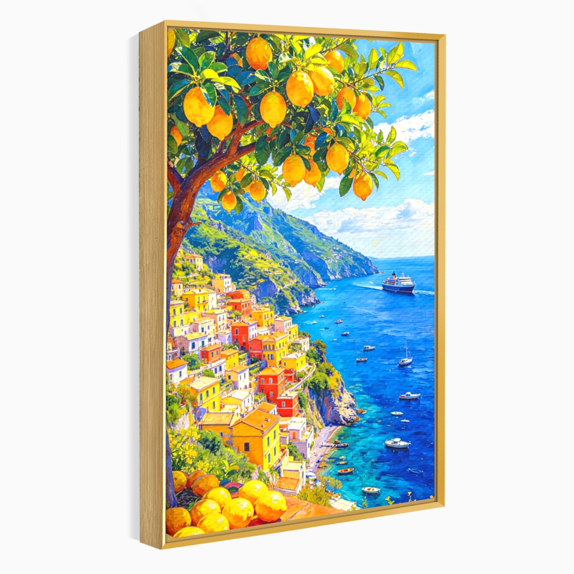 Tablou Canvas Premium LuxCanva® PI1061, Peisaj Mediteranean Cu Lamaie, Peisaj, Lamaie, Mare, Mediterranean, Living, Culori Vibrante