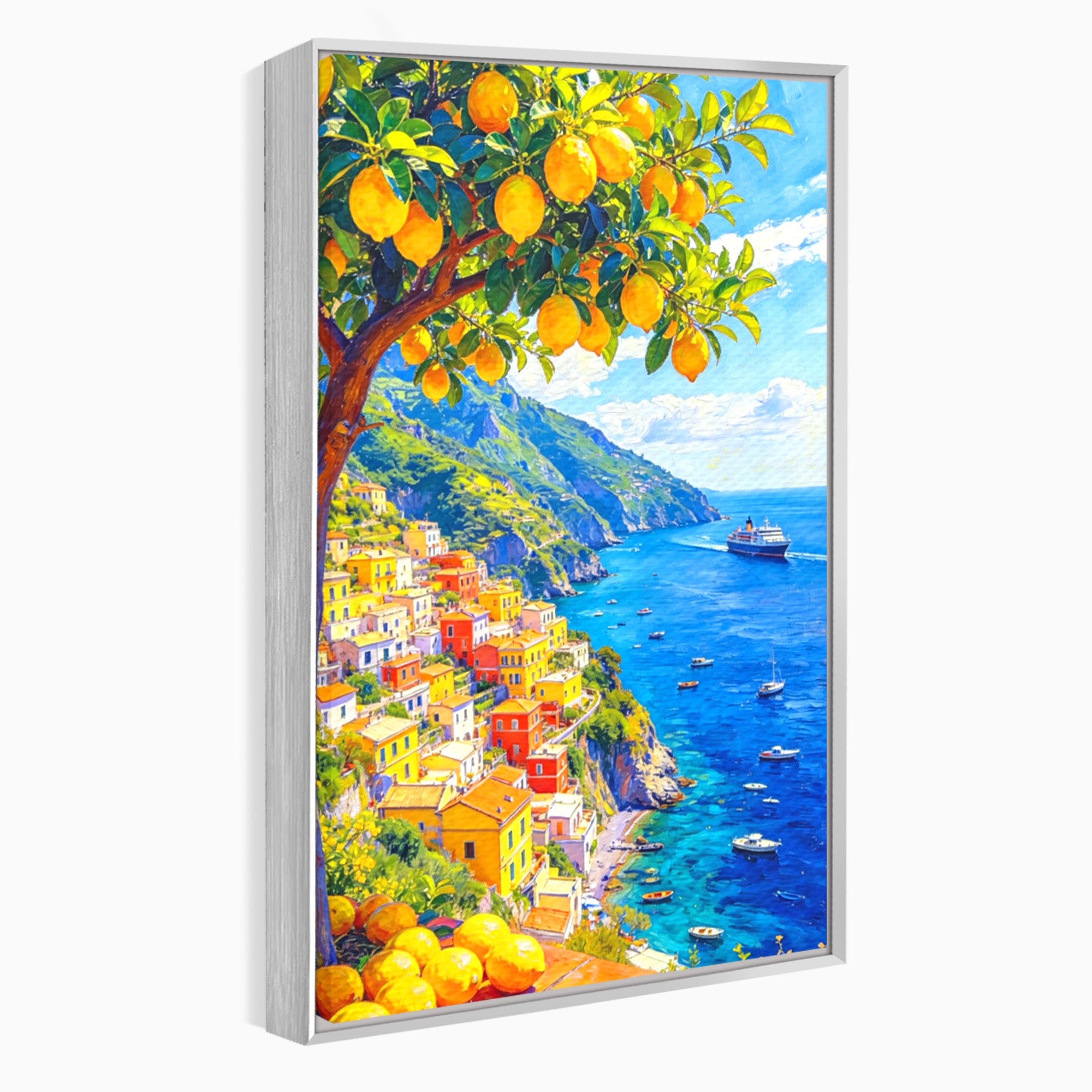 Tablou Canvas Premium LuxCanva® PI1061, Peisaj Mediteranean Cu Lamaie, Peisaj, Lamaie, Mare, Mediterranean, Living, Culori Vibrante
