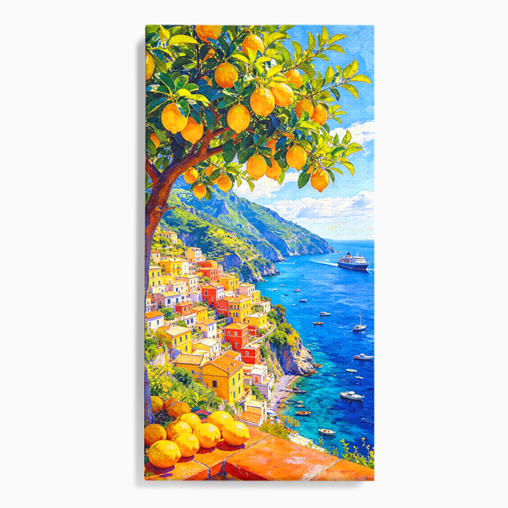 Tablou Canvas Premium LuxCanva® PI1061, Peisaj Mediteranean Cu Lamaie, Peisaj, Lamaie, Mare, Mediterranean, Living, Culori Vibrante