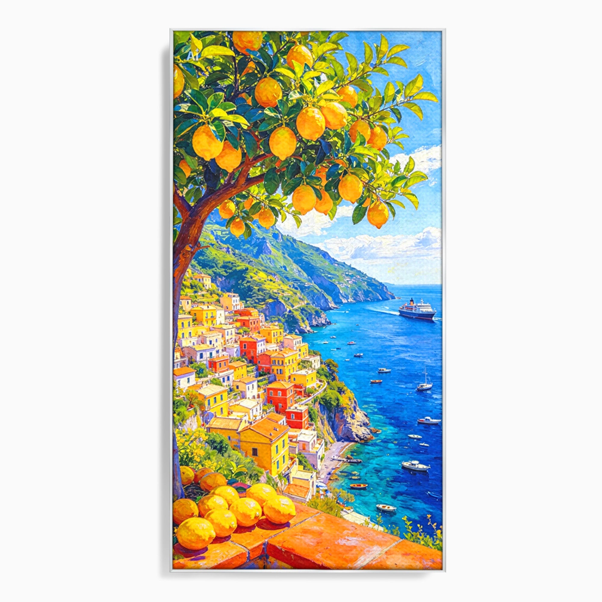 Tablou Canvas Premium LuxCanva® PI1061, Peisaj Mediteranean Cu Lamaie, Peisaj, Lamaie, Mare, Mediterranean, Living, Culori Vibrante