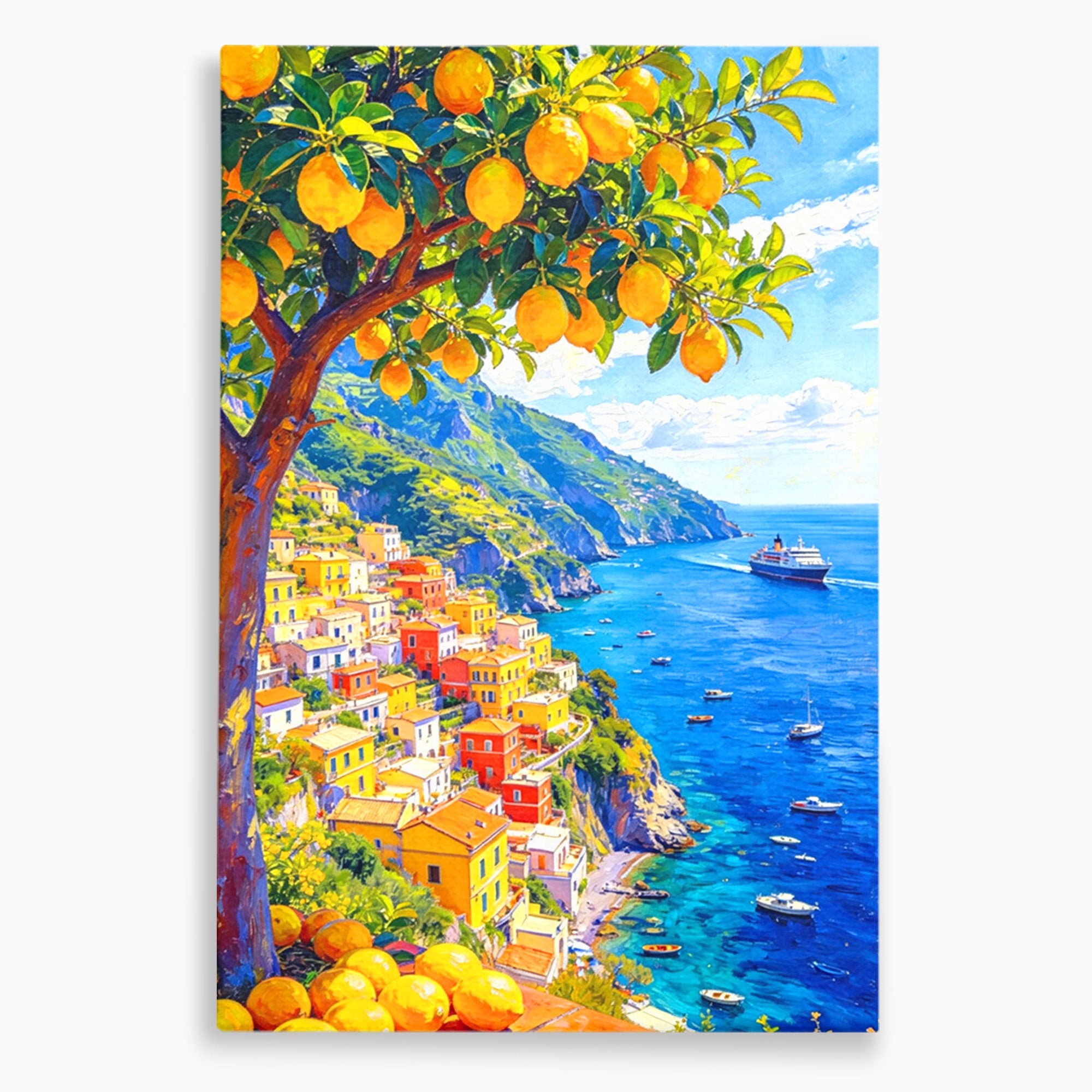 Tablou Canvas Premium LuxCanva® PI1061, Peisaj Mediteranean Cu Lamaie, Peisaj, Lamaie, Mare, Mediterranean, Living, Culori Vibrante