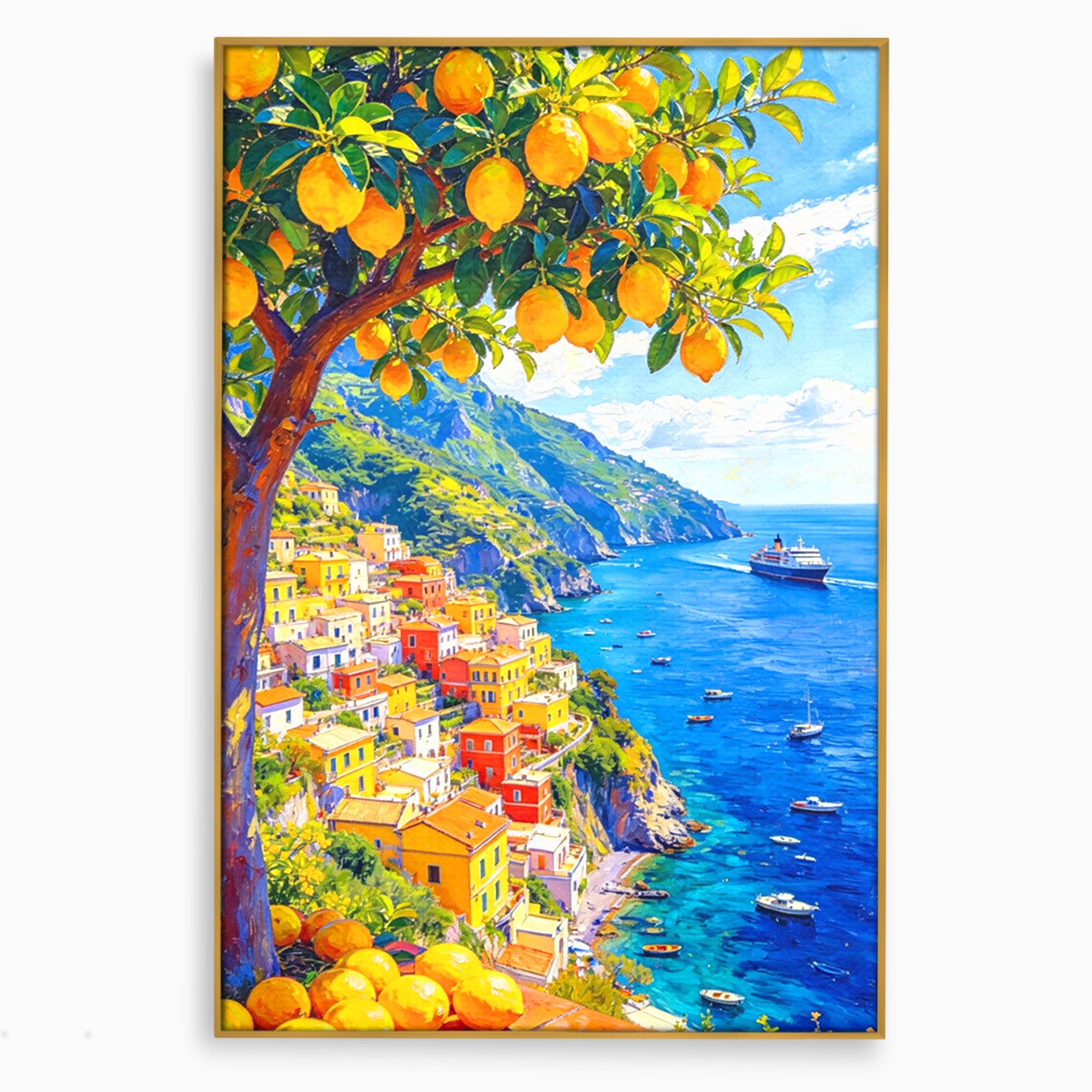 Tablou Canvas Premium LuxCanva® PI1061, Peisaj Mediteranean Cu Lamaie, Peisaj, Lamaie, Mare, Mediterranean, Living, Culori Vibrante