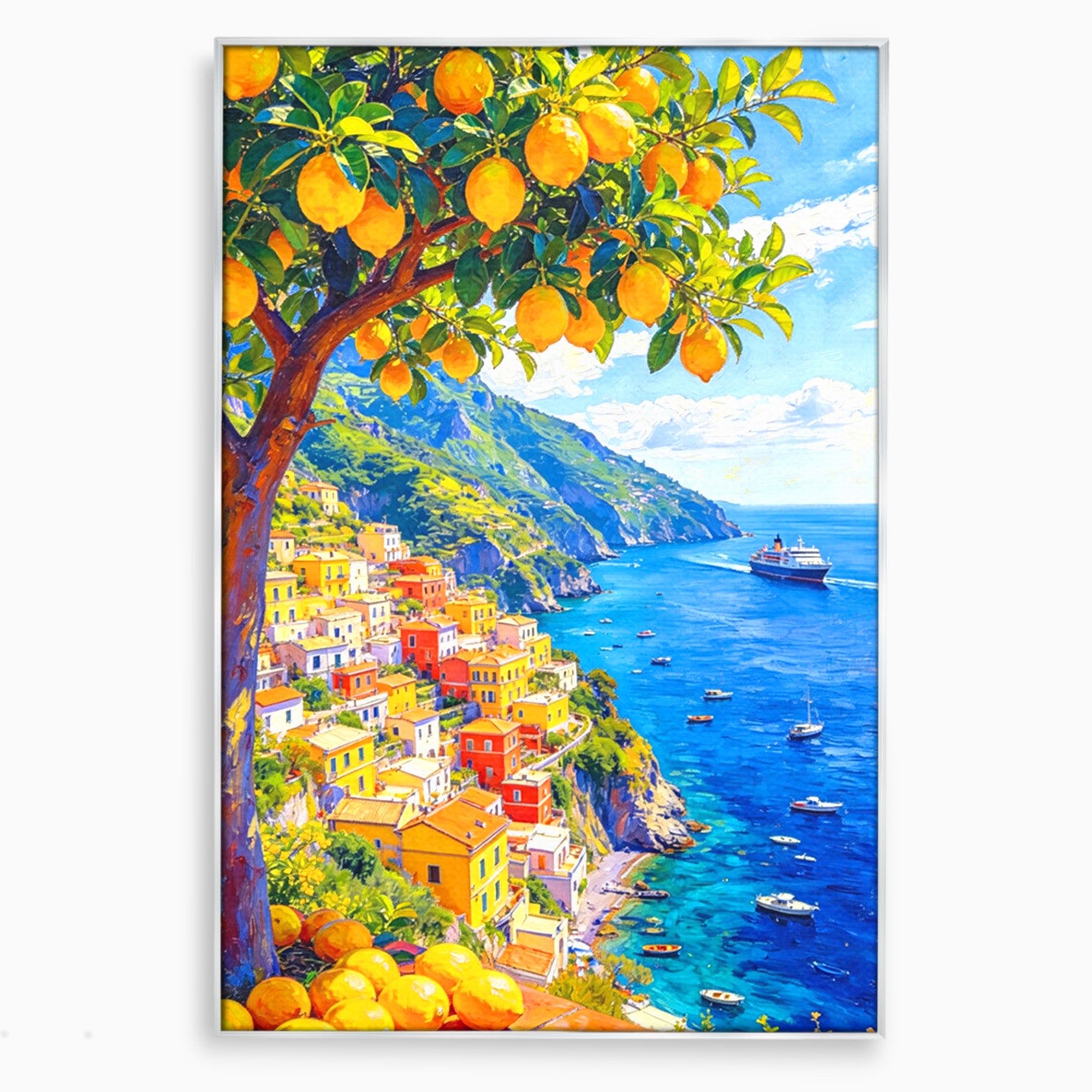 Tablou Canvas Premium LuxCanva® PI1061, Peisaj Mediteranean Cu Lamaie, Peisaj, Lamaie, Mare, Mediterranean, Living, Culori Vibrante