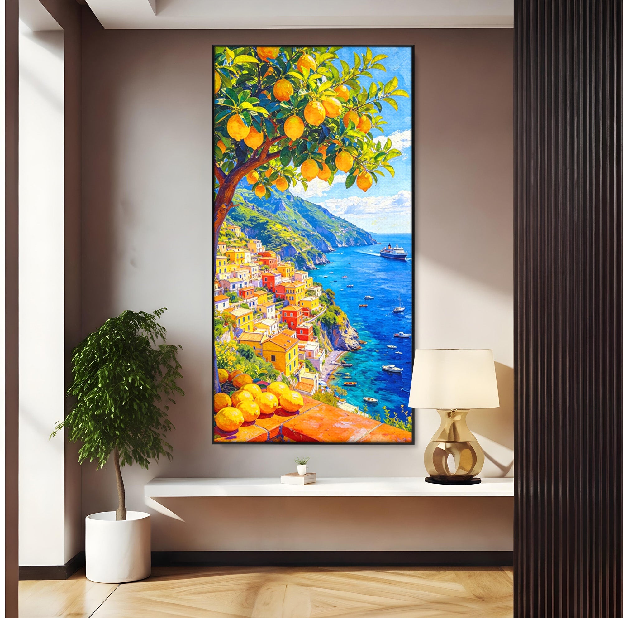 Tablou Canvas Premium LuxCanva® PI1061, Peisaj Mediteranean Cu Lamaie, Peisaj, Lamaie, Mare, Mediterranean, Living, Culori Vibrante