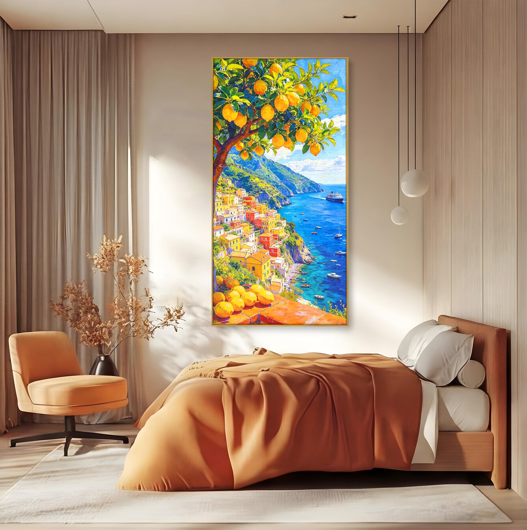 Tablou Canvas Premium LuxCanva® PI1061, Peisaj Mediteranean Cu Lamaie, Peisaj, Lamaie, Mare, Mediterranean, Living, Culori Vibrante
