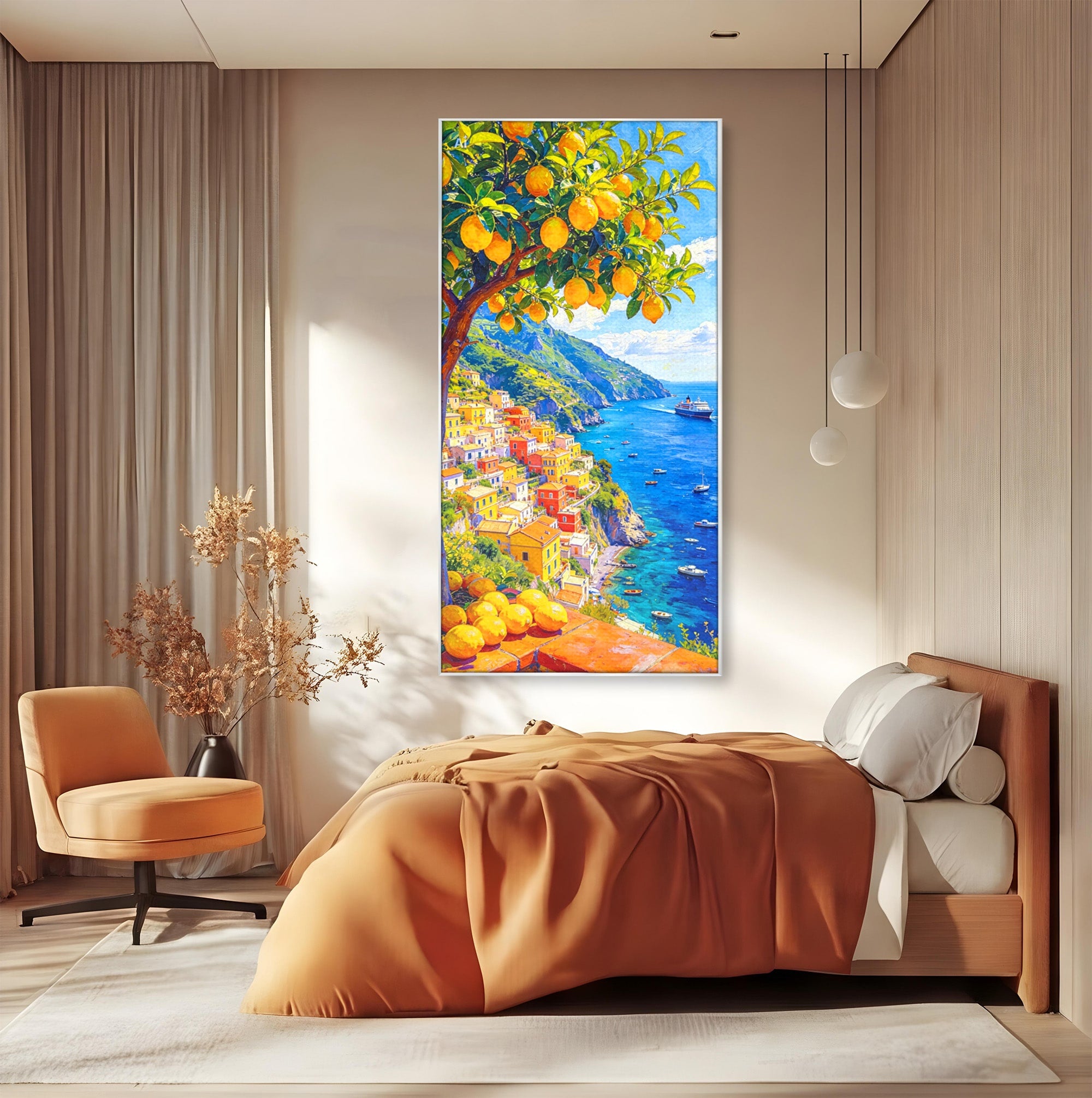 Tablou Canvas Premium LuxCanva® PI1061, Peisaj Mediteranean Cu Lamaie, Peisaj, Lamaie, Mare, Mediterranean, Living, Culori Vibrante
