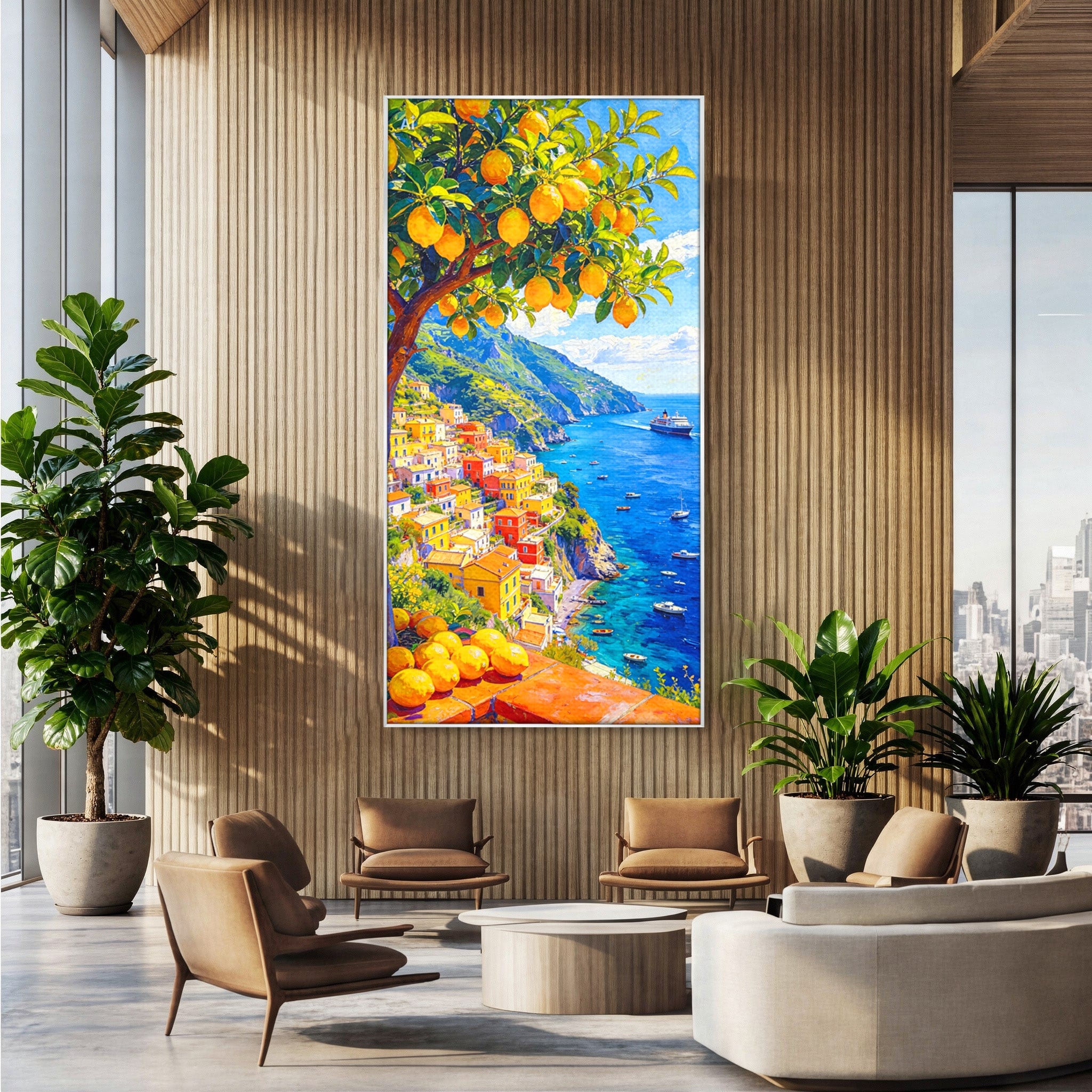 Tablou Canvas Premium LuxCanva® PI1061, Peisaj Mediteranean Cu Lamaie, Peisaj, Lamaie, Mare, Mediterranean, Living, Culori Vibrante