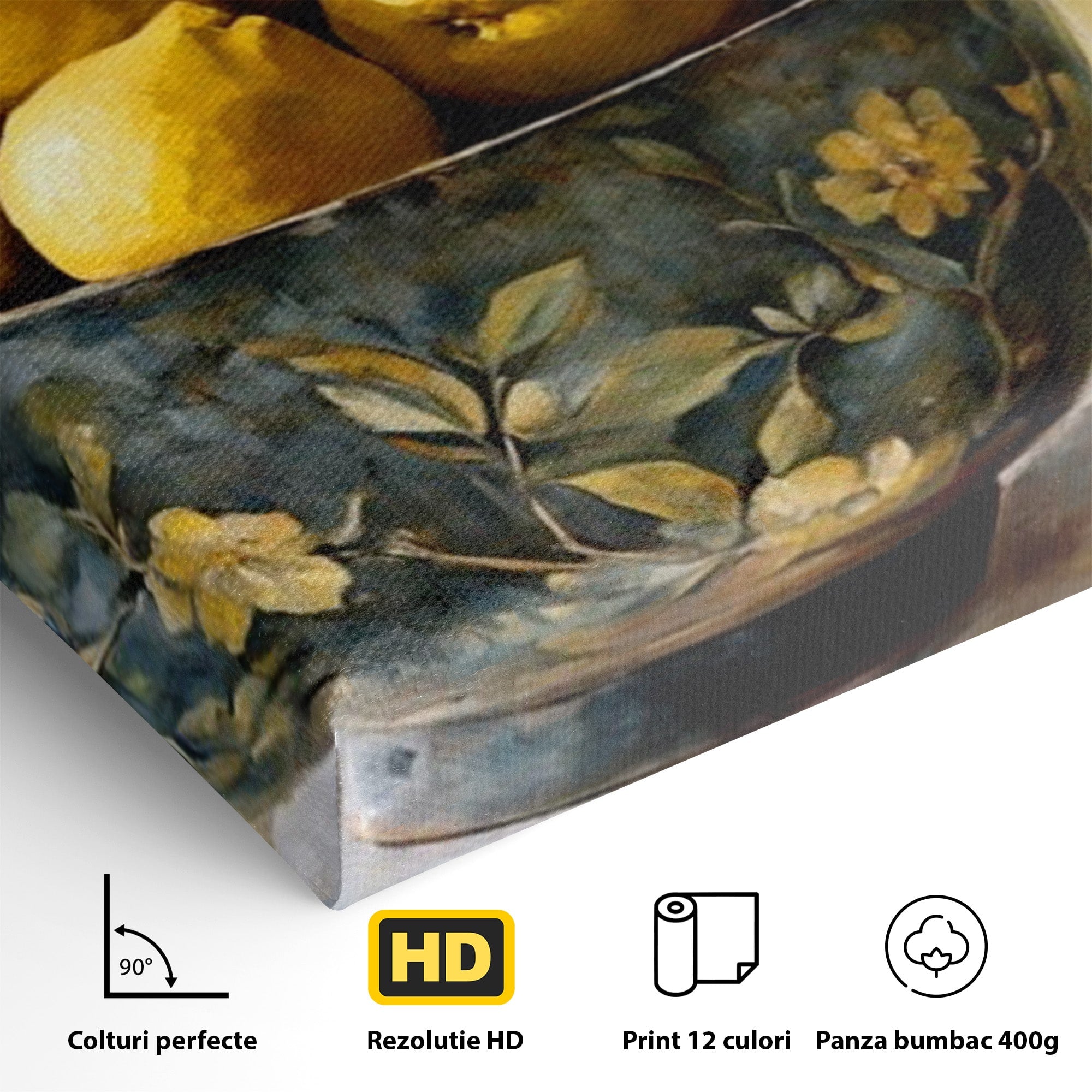 Tablou Canvas Premium LuxCanva® PI1062, Lamai In Bol Decorativ, Acru, Natura Statica, Vaza, Fructe, Bucatarie, Culori Vibrante