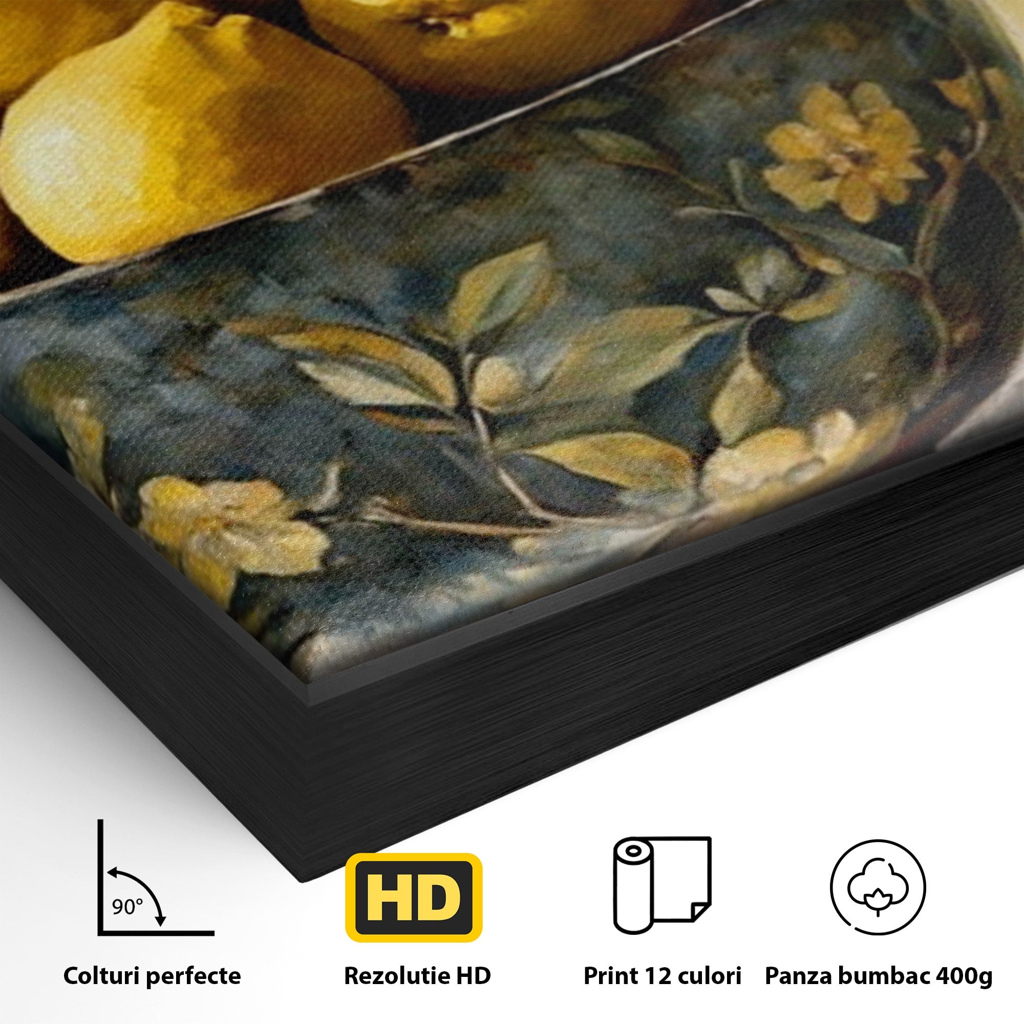 Tablou Canvas Premium LuxCanva® PI1062, Lamai In Bol Decorativ, Acru, Natura Statica, Vaza, Fructe, Bucatarie, Culori Vibrante