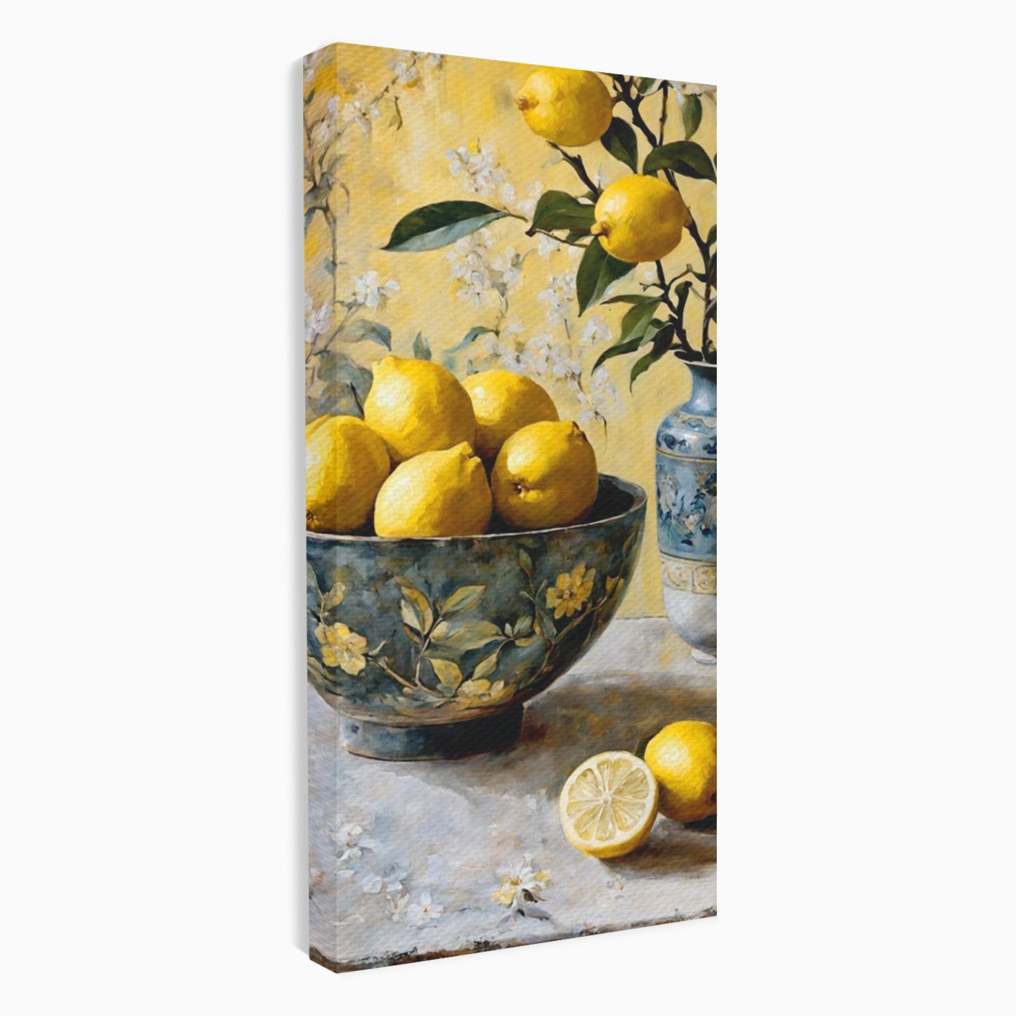 Tablou Canvas Premium LuxCanva® PI1062, Lamai In Bol Decorativ, Acru, Natura Statica, Vaza, Fructe, Bucatarie, Culori Vibrante