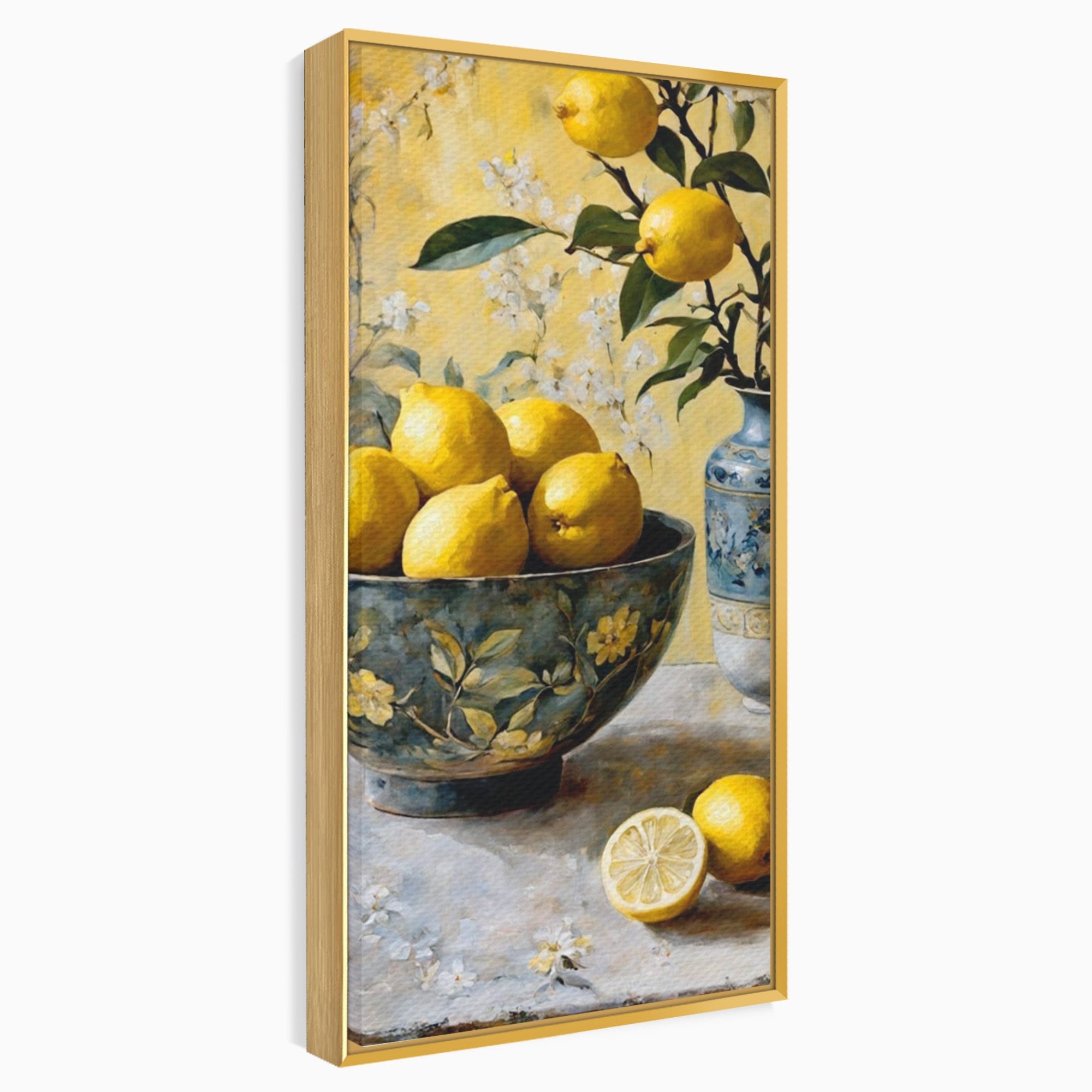 Tablou Canvas Premium LuxCanva® PI1062, Lamai In Bol Decorativ, Acru, Natura Statica, Vaza, Fructe, Bucatarie, Culori Vibrante