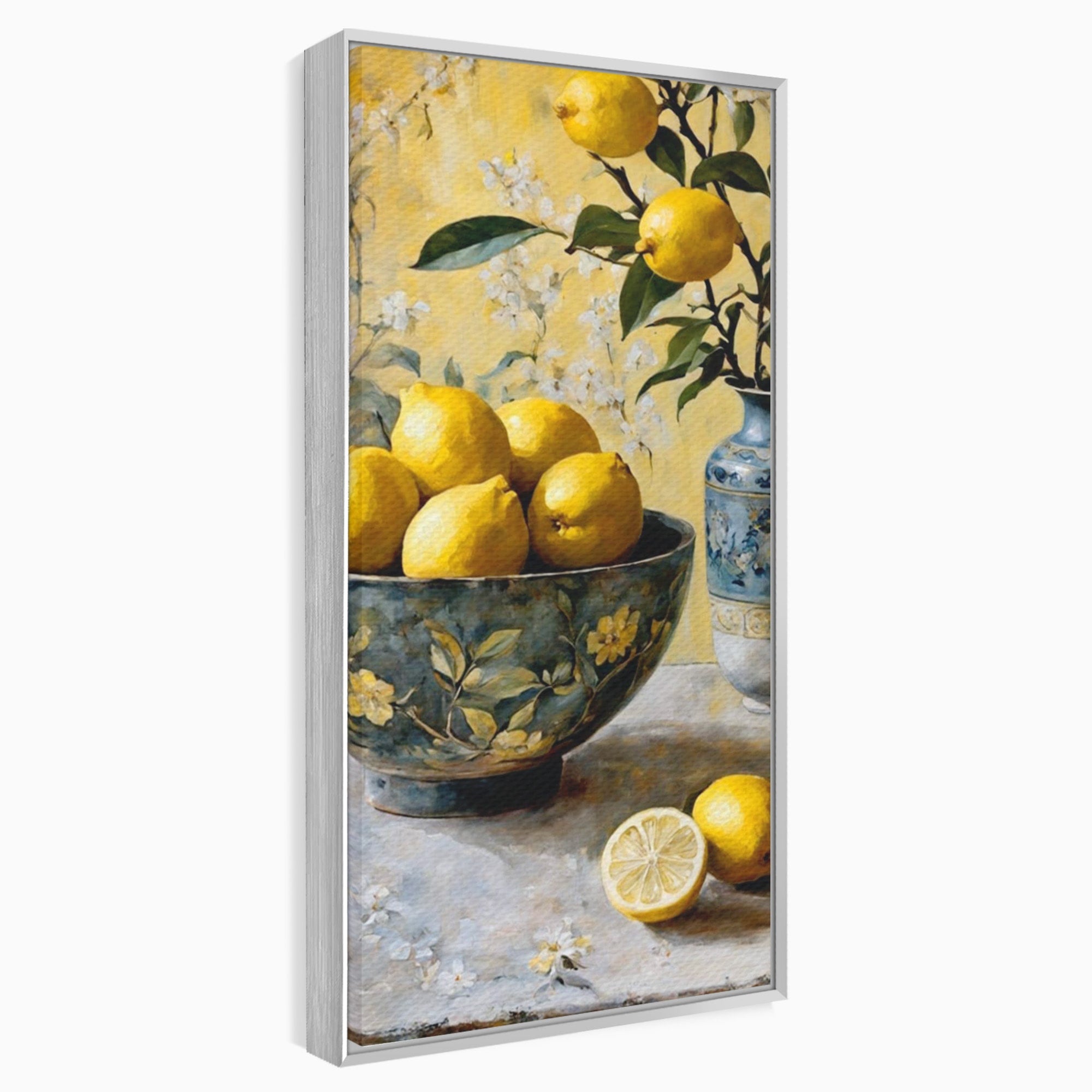 Tablou Canvas Premium LuxCanva® PI1062, Lamai In Bol Decorativ, Acru, Natura Statica, Vaza, Fructe, Bucatarie, Culori Vibrante