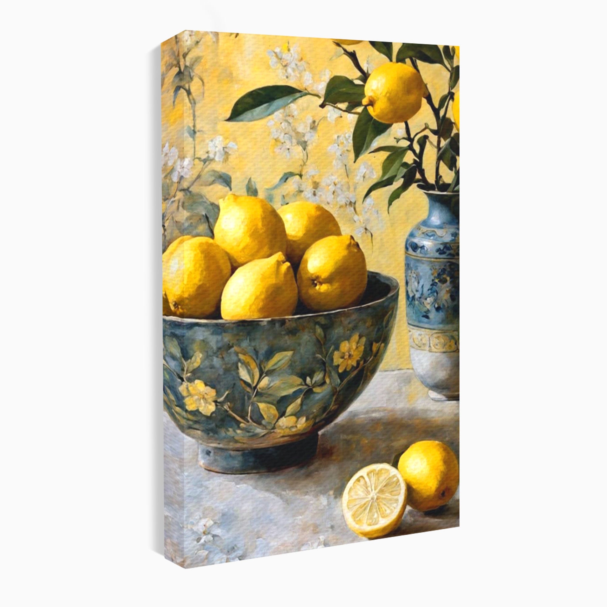Tablou Canvas Premium LuxCanva® PI1062, Lamai In Bol Decorativ, Acru, Natura Statica, Vaza, Fructe, Bucatarie, Culori Vibrante