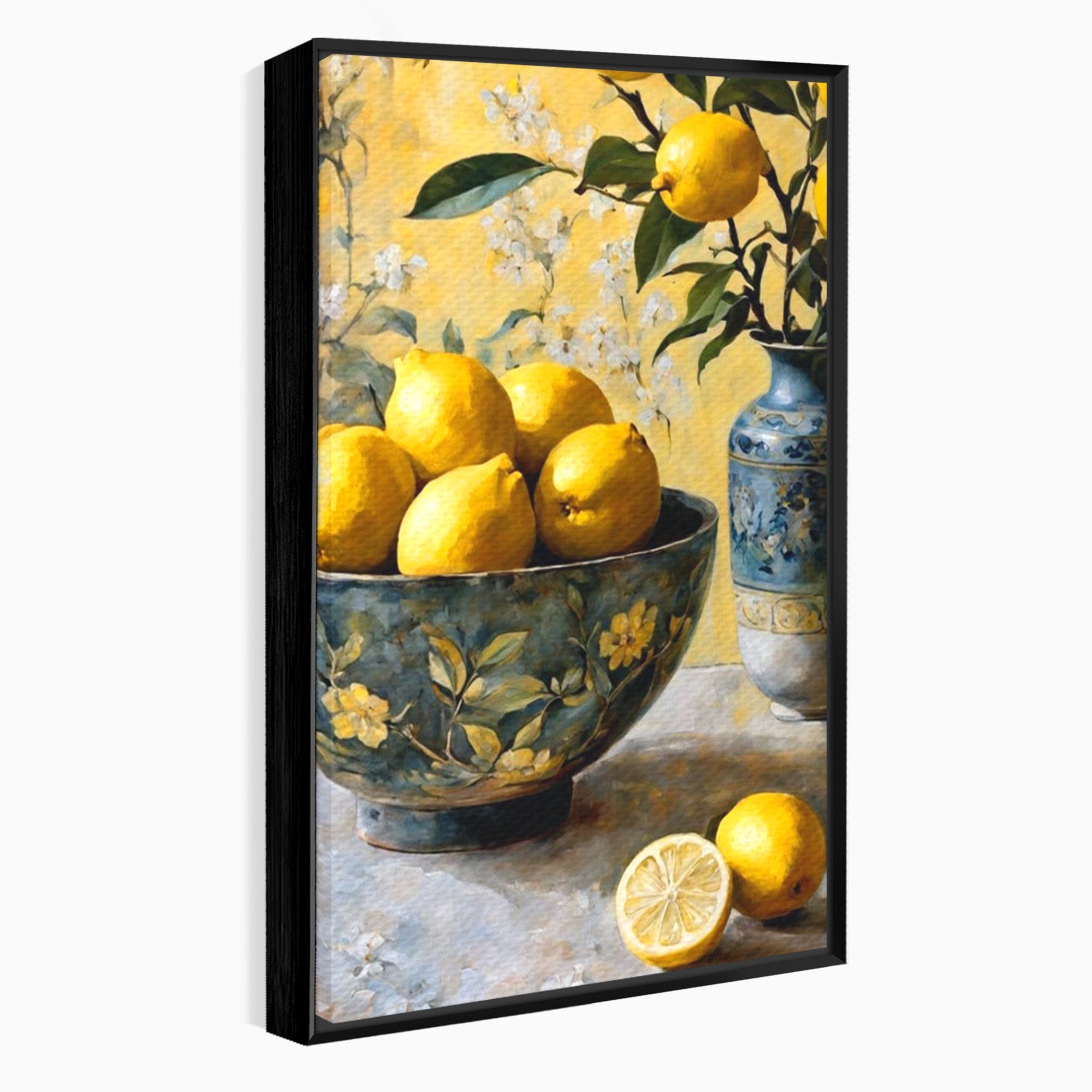 Tablou Canvas Premium LuxCanva® PI1062, Lamai In Bol Decorativ, Acru, Natura Statica, Vaza, Fructe, Bucatarie, Culori Vibrante