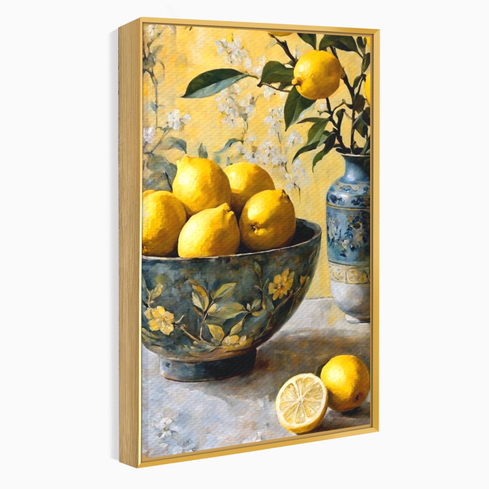Tablou Canvas Premium LuxCanva® PI1062, Lamai In Bol Decorativ, Acru, Natura Statica, Vaza, Fructe, Bucatarie, Culori Vibrante