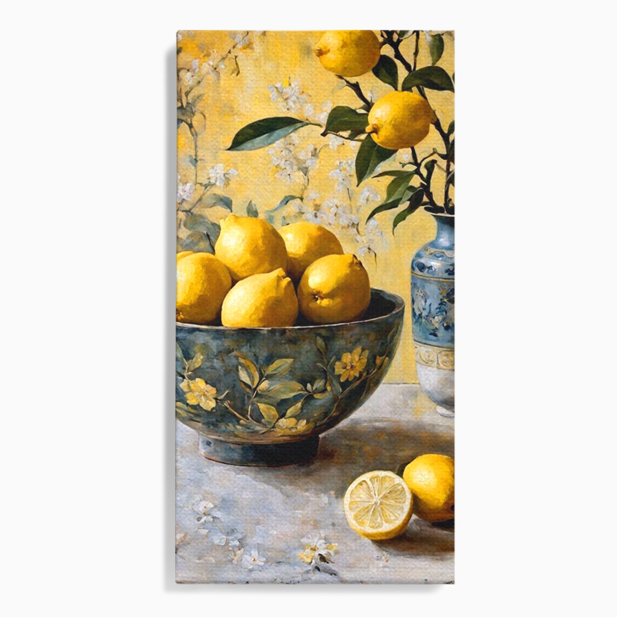 Tablou Canvas Premium LuxCanva® PI1062, Lamai In Bol Decorativ, Acru, Natura Statica, Vaza, Fructe, Bucatarie, Culori Vibrante