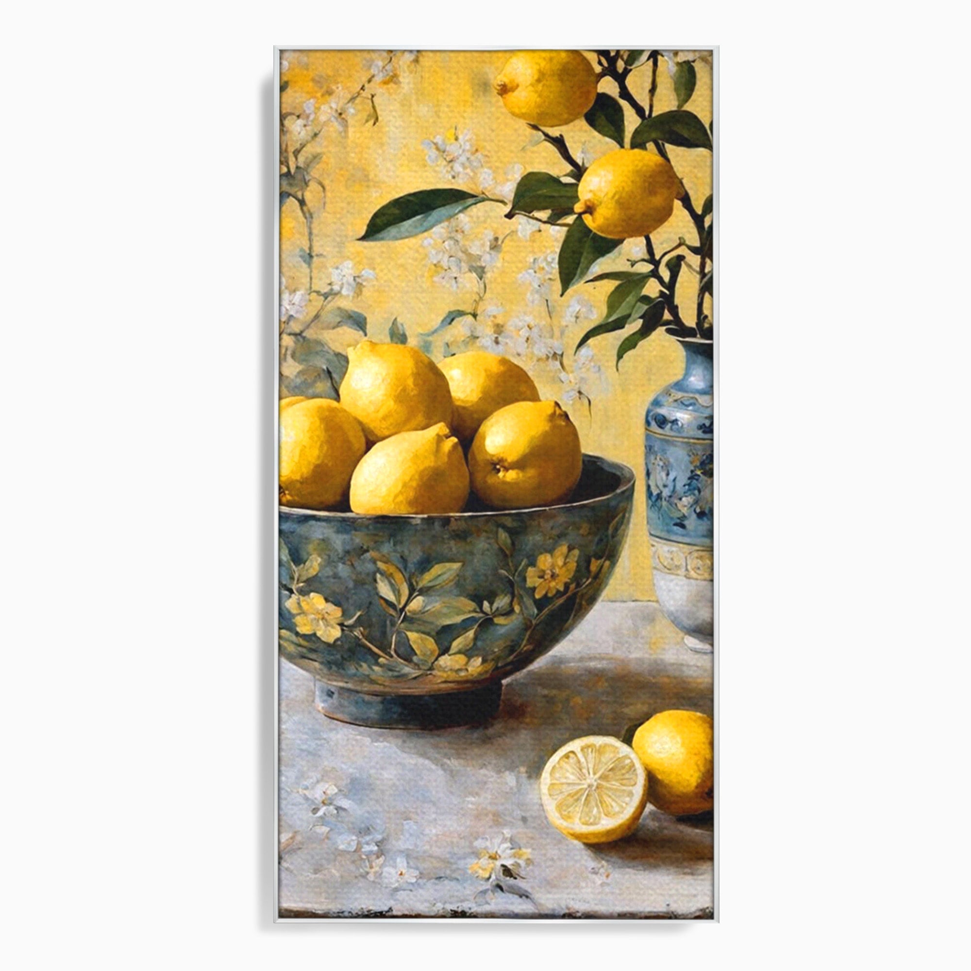 Tablou Canvas Premium LuxCanva® PI1062, Lamai In Bol Decorativ, Acru, Natura Statica, Vaza, Fructe, Bucatarie, Culori Vibrante
