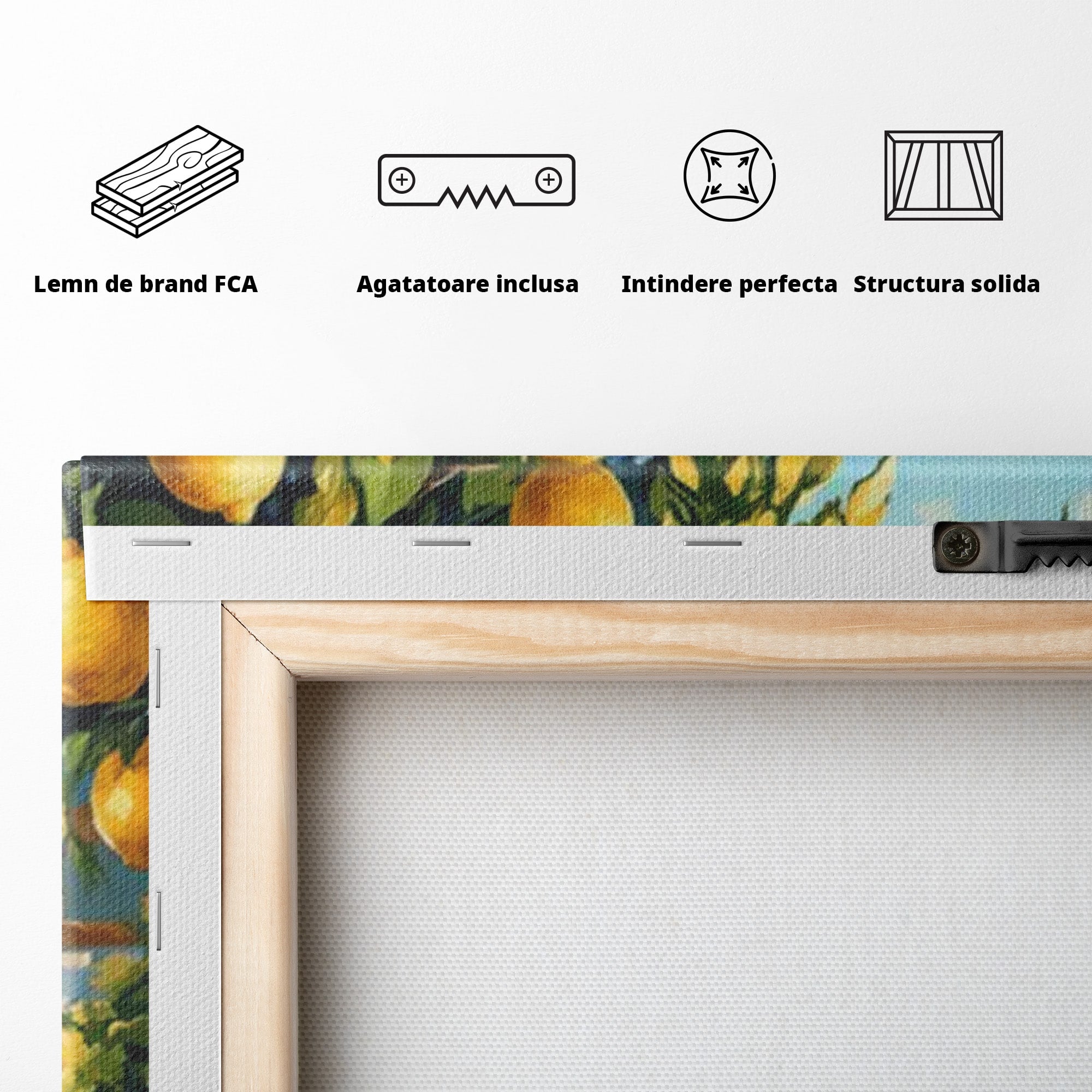 Tablou Canvas Premium LuxCanva® PI1063, Sat Mediteranean Cu Lamai, Sat, Lamai, Peisaj, Mediteranean, Living, Culori Vibrante