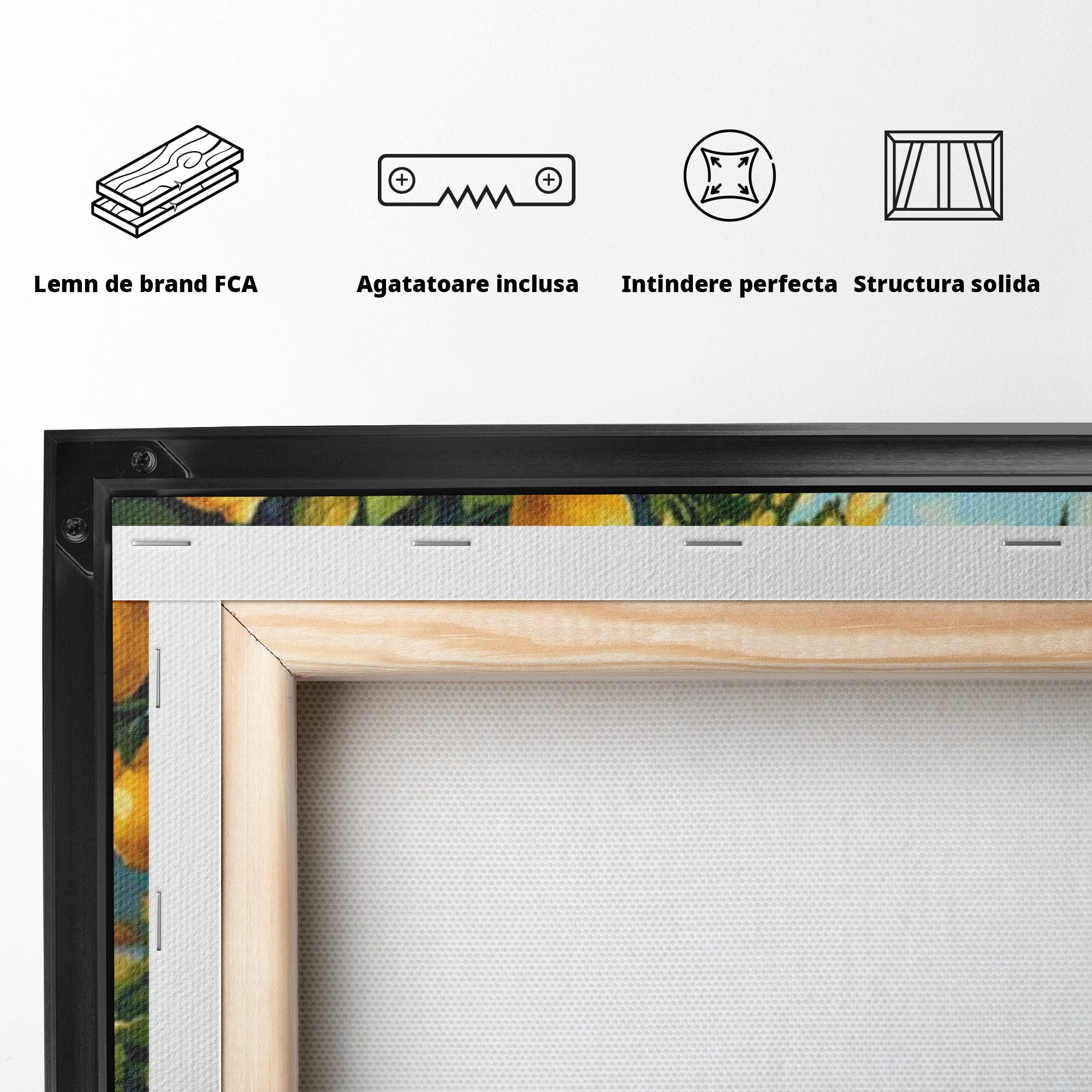 Tablou Canvas Premium LuxCanva® PI1063, Sat Mediteranean Cu Lamai, Sat, Lamai, Peisaj, Mediteranean, Living, Culori Vibrante