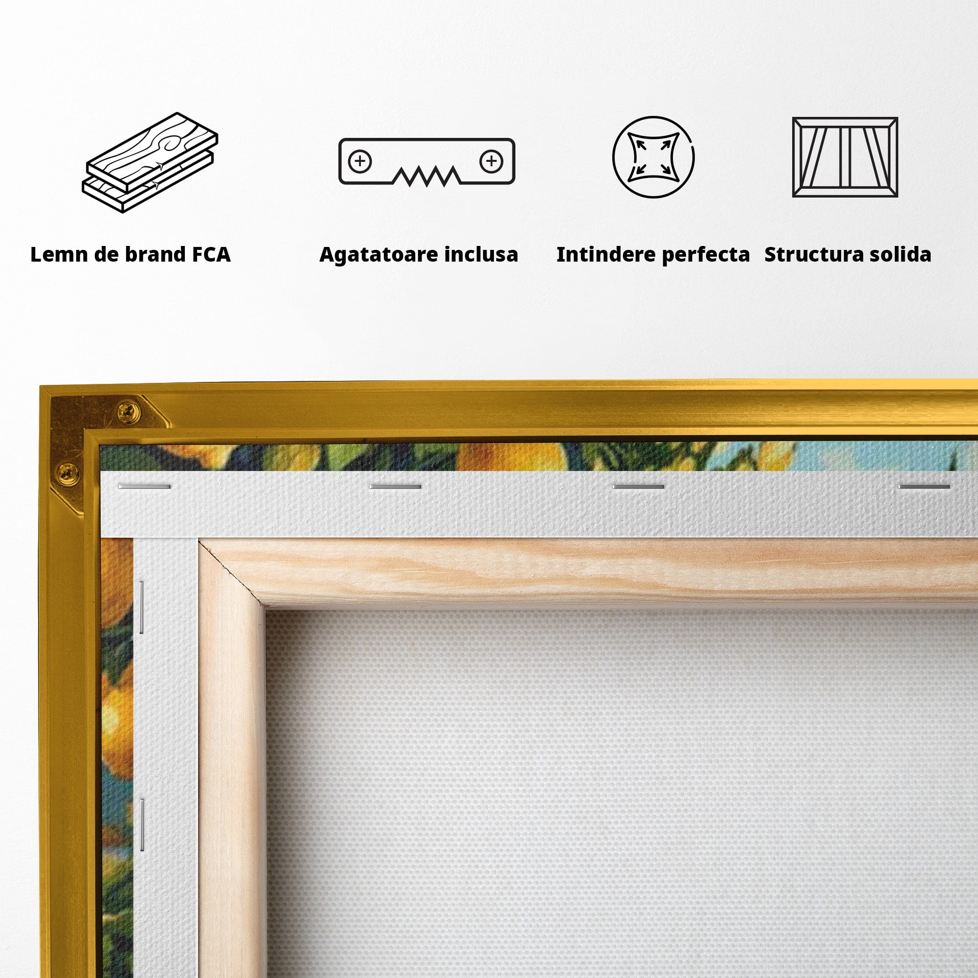 Tablou Canvas Premium LuxCanva® PI1063, Sat Mediteranean Cu Lamai, Sat, Lamai, Peisaj, Mediteranean, Living, Culori Vibrante