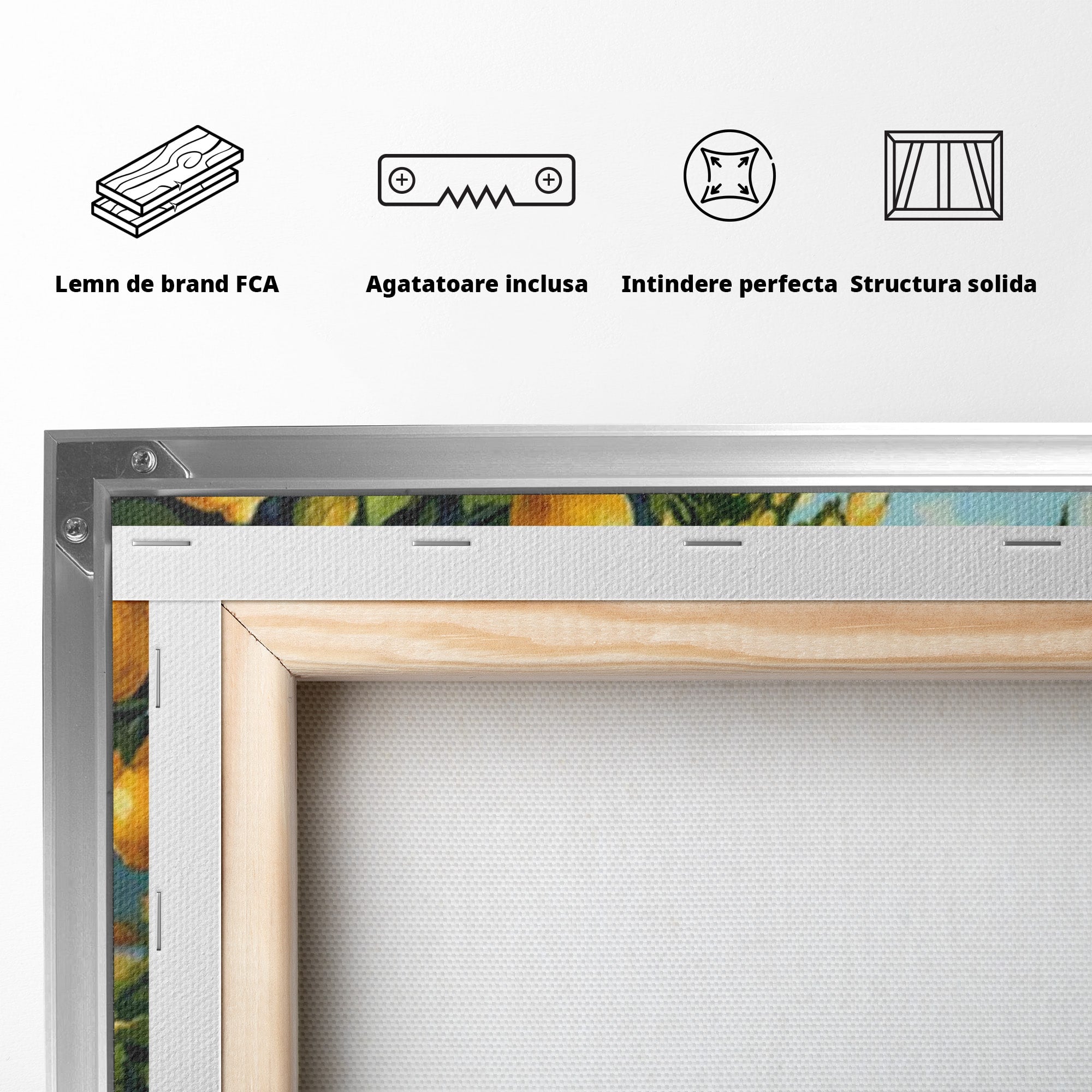 Tablou Canvas Premium LuxCanva® PI1063, Sat Mediteranean Cu Lamai, Sat, Lamai, Peisaj, Mediteranean, Living, Culori Vibrante