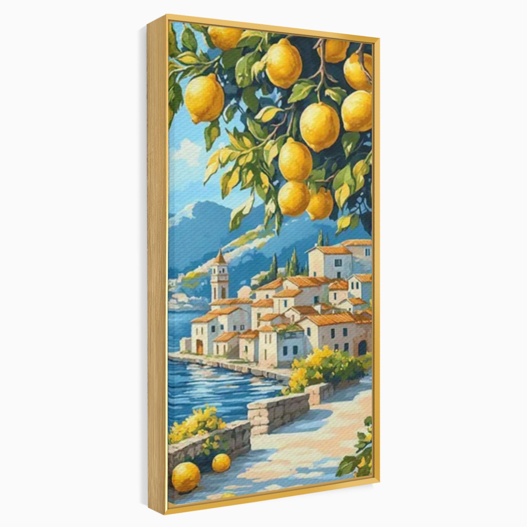 Tablou Canvas Premium LuxCanva® PI1063, Sat Mediteranean Cu Lamai, Sat, Lamai, Peisaj, Mediteranean, Living, Culori Vibrante
