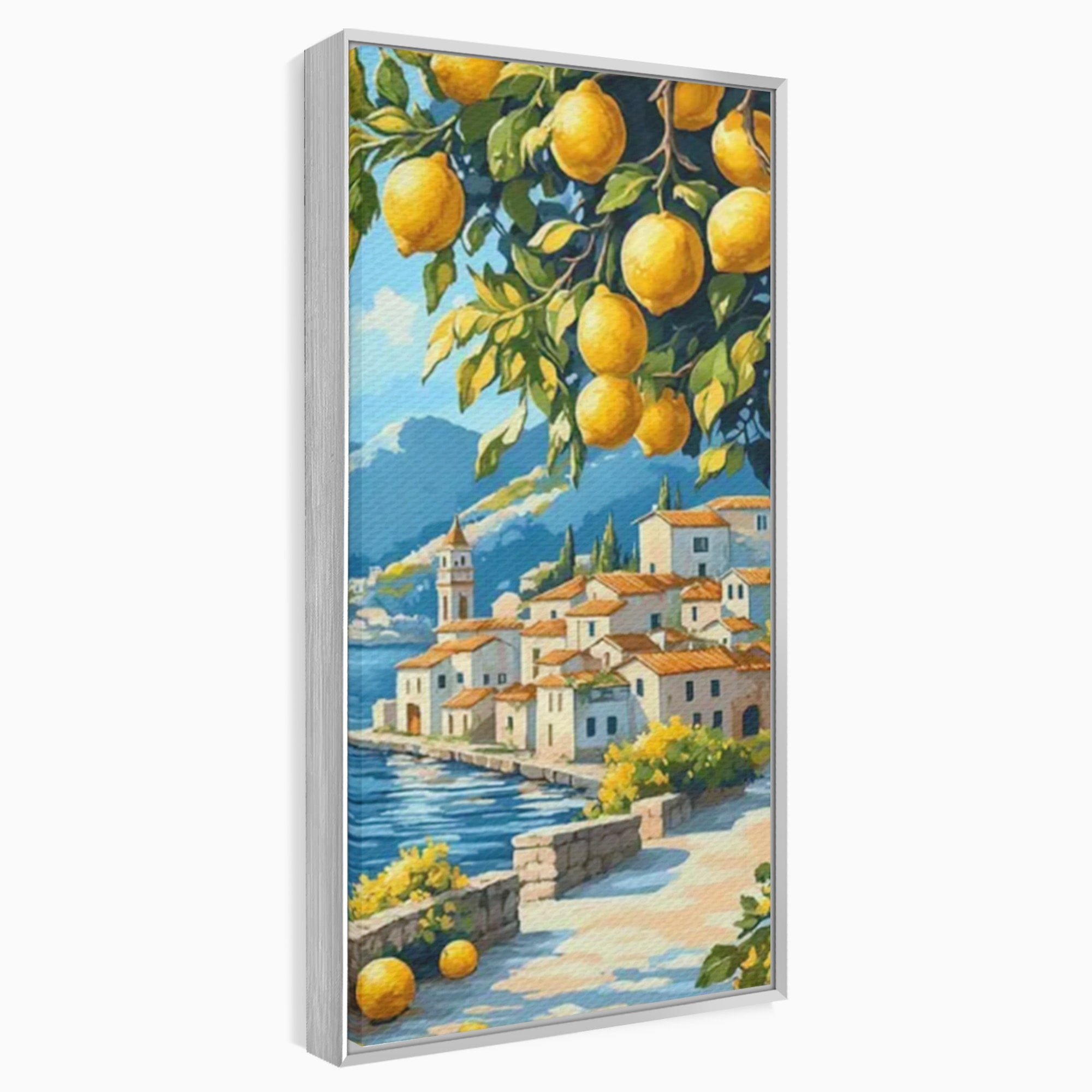 Tablou Canvas Premium LuxCanva® PI1063, Sat Mediteranean Cu Lamai, Sat, Lamai, Peisaj, Mediteranean, Living, Culori Vibrante