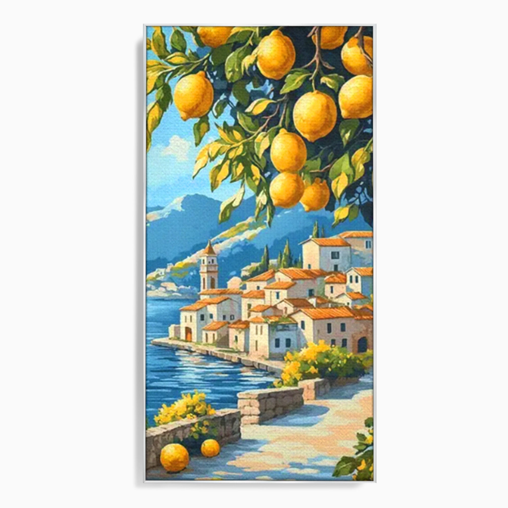 Tablou Canvas Premium LuxCanva® PI1063, Sat Mediteranean Cu Lamai, Sat, Lamai, Peisaj, Mediteranean, Living, Culori Vibrante