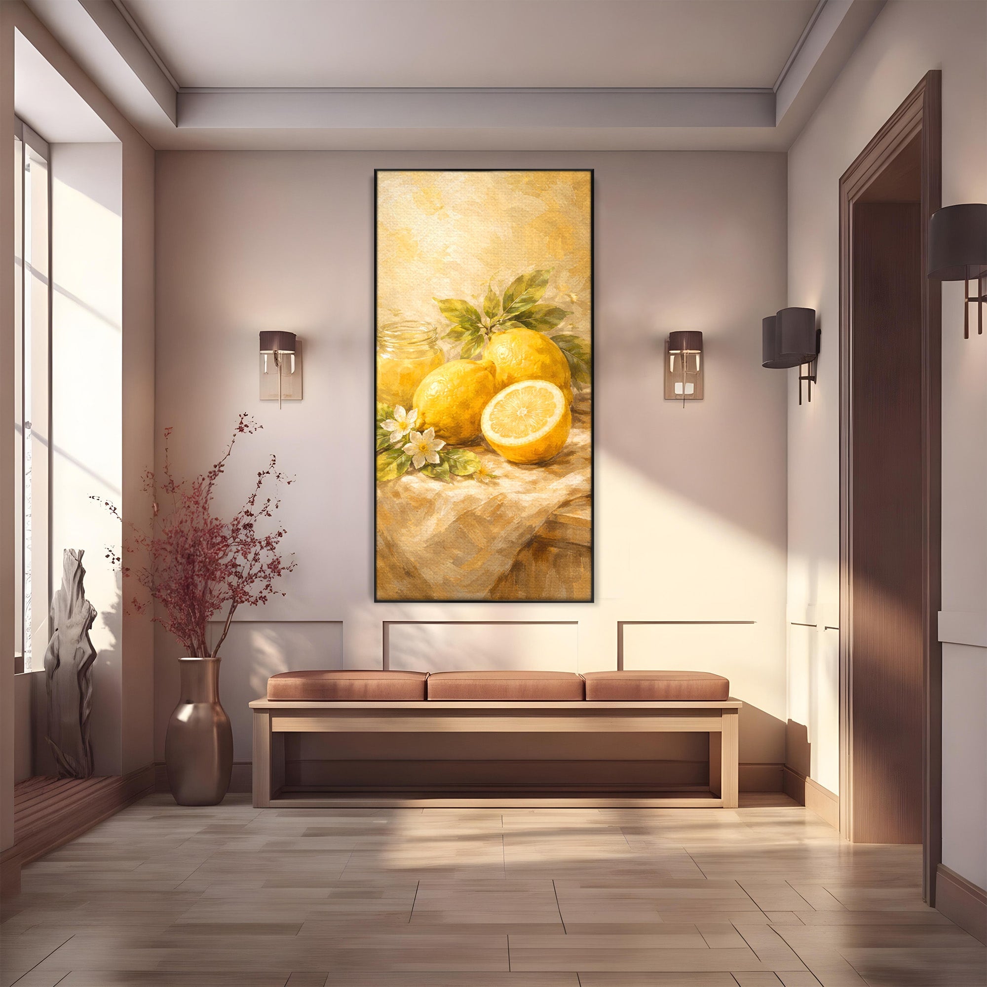 Tablou Canvas Premium LuxCanva® PI1064, Lamai Si Flori, Lamai, Flori, Natura, Bucatarie, Clasic, Culori Vibrante