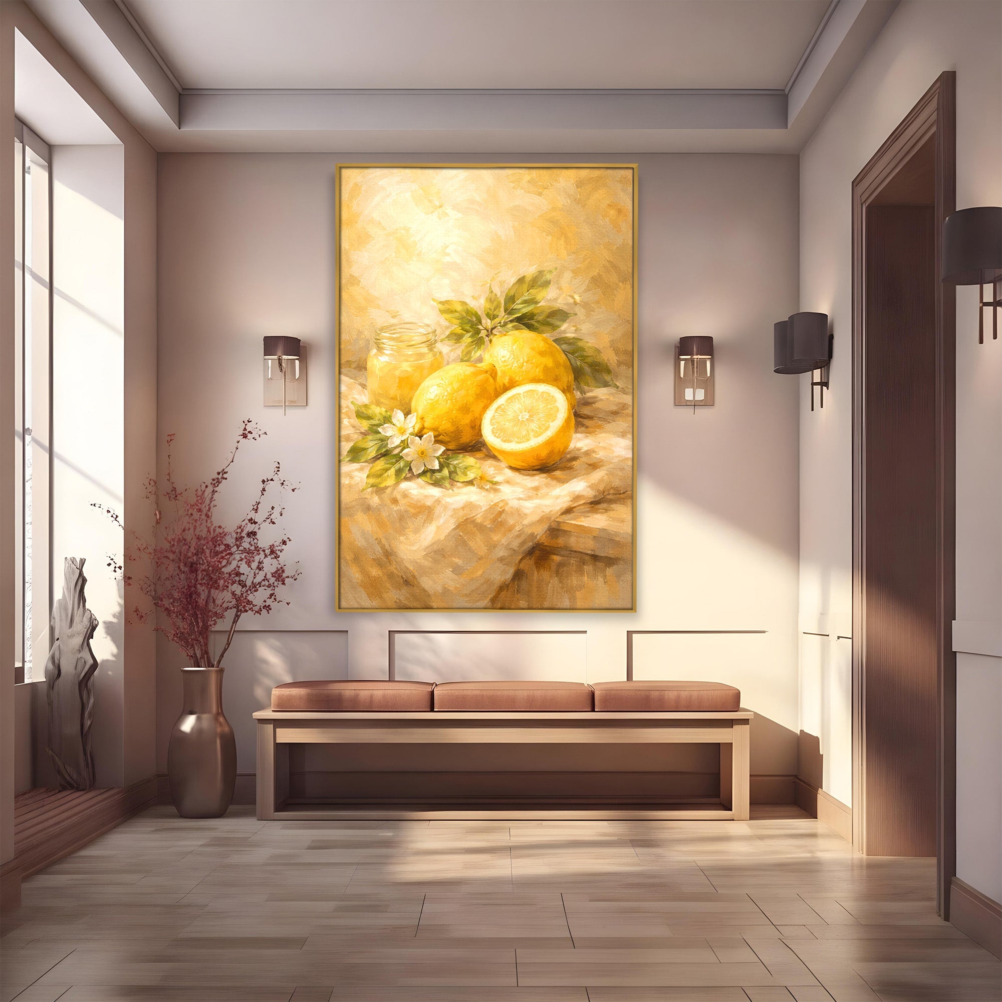Tablou Canvas Premium LuxCanva® PI1064, Lamai Si Flori, Lamai, Flori, Natura, Bucatarie, Clasic, Culori Vibrante