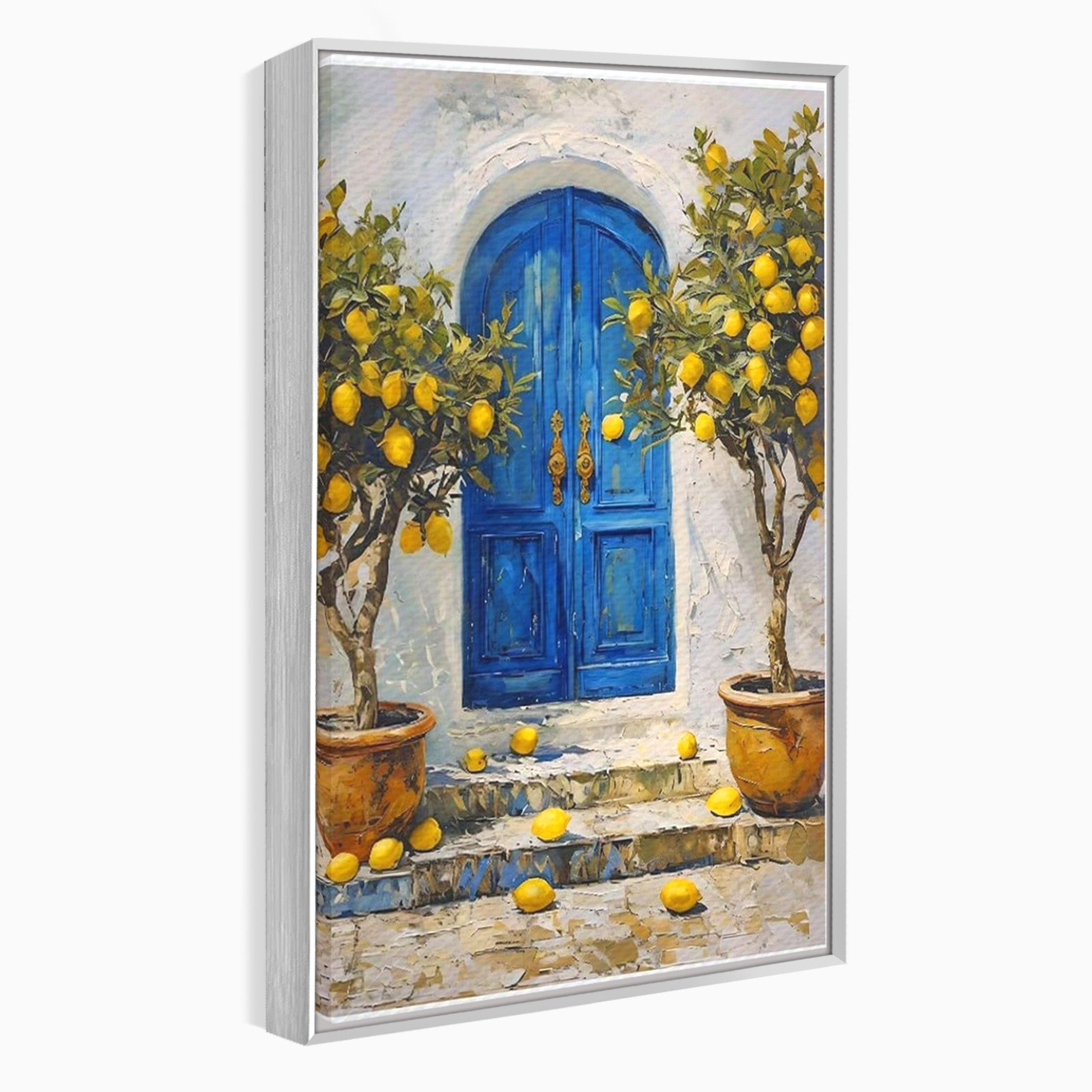 Tablou Canvas Premium LuxCanva® PI1066, Poarta Albastra Cu Lamai, Poarta, Lamai, Mediterranean, Living, Natura, Culori Vibrante