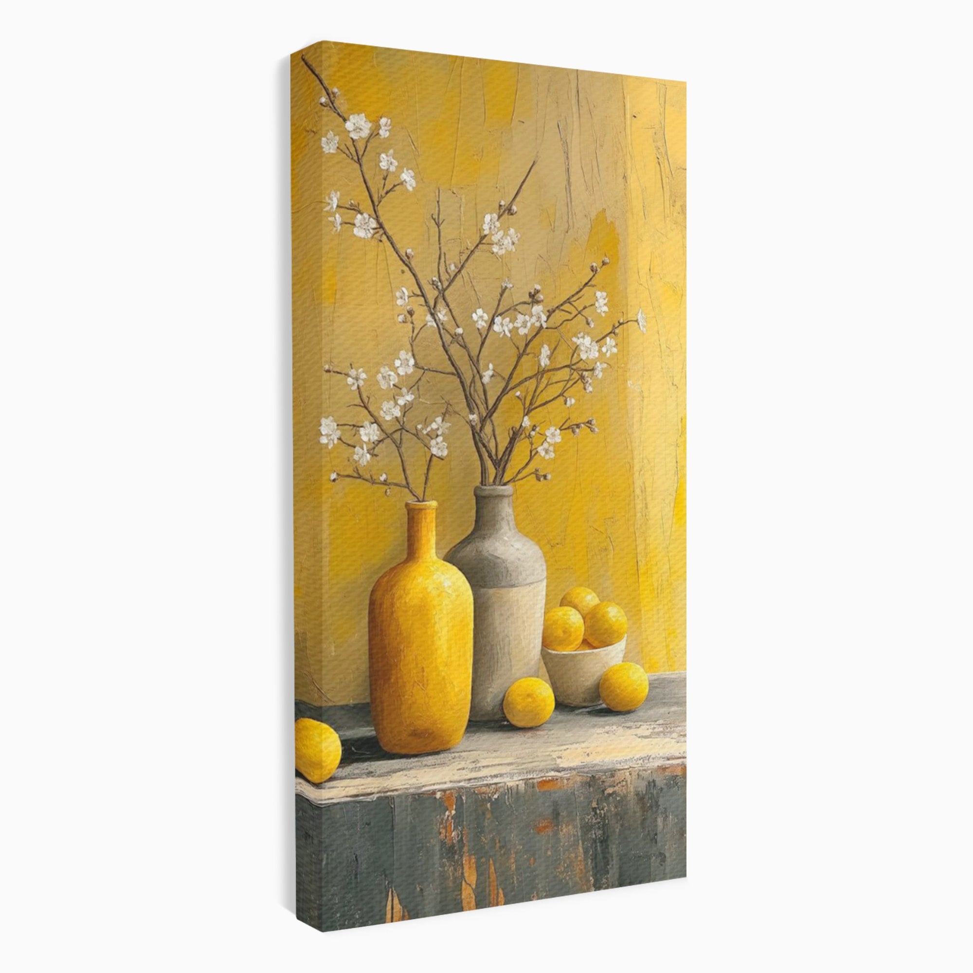 Tablou Canvas Premium LuxCanva® PI1067, Vaze Cu Flori Albe, Flori, Vaze, Natura Statica, Decoratiuni, Living, Bucatarie, Culori Vibrante
