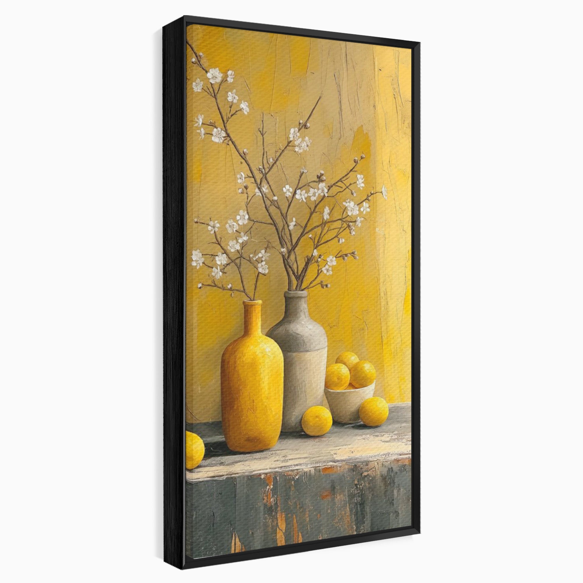 Tablou Canvas Premium LuxCanva® PI1067, Vaze Cu Flori Albe, Flori, Vaze, Natura Statica, Decoratiuni, Living, Bucatarie, Culori Vibrante