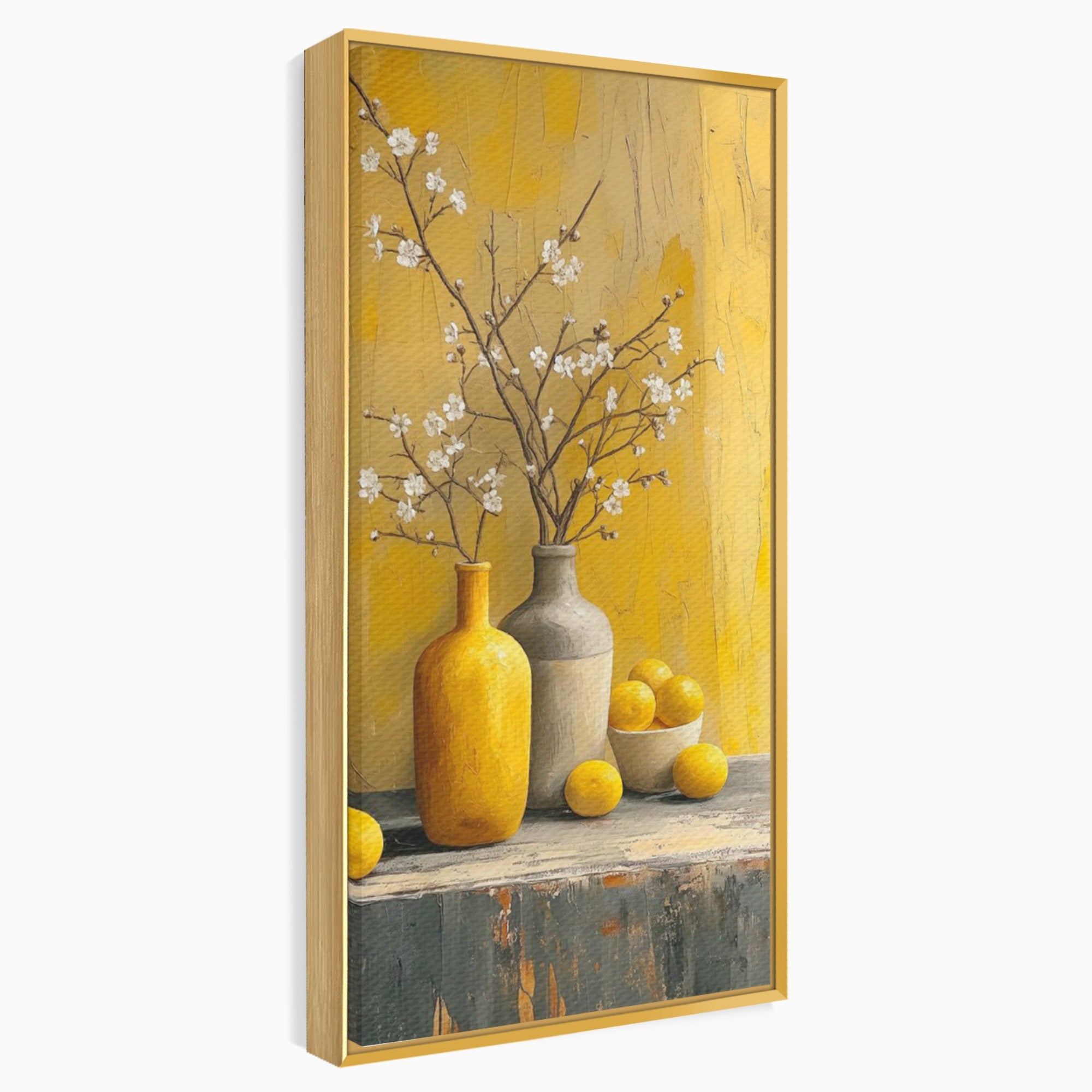 Tablou Canvas Premium LuxCanva® PI1067, Vaze Cu Flori Albe, Flori, Vaze, Natura Statica, Decoratiuni, Living, Bucatarie, Culori Vibrante