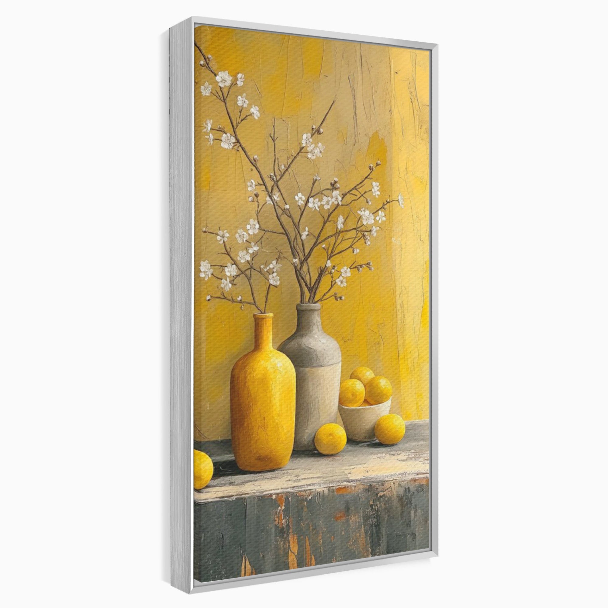 Tablou Canvas Premium LuxCanva® PI1067, Vaze Cu Flori Albe, Flori, Vaze, Natura Statica, Decoratiuni, Living, Bucatarie, Culori Vibrante