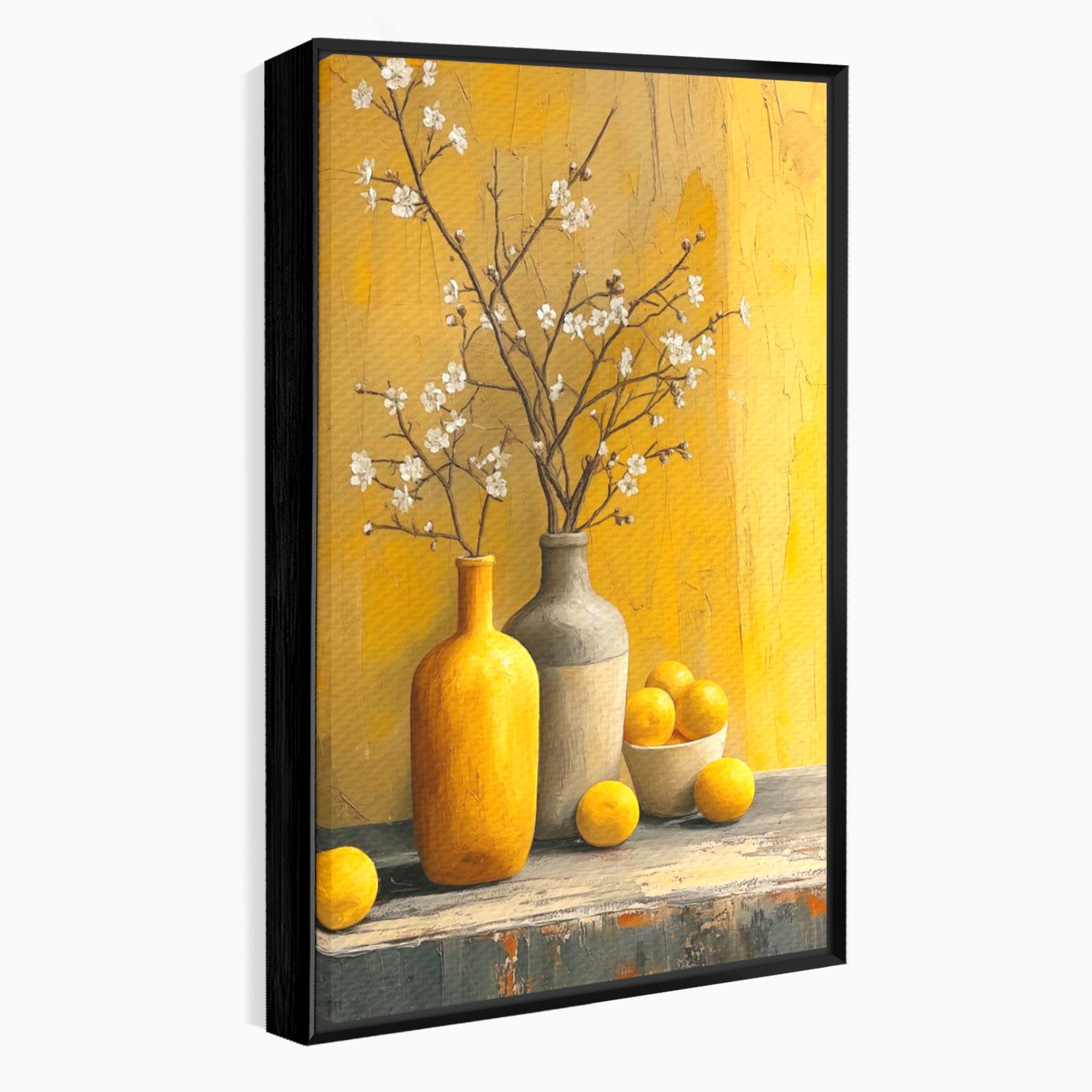 Tablou Canvas Premium LuxCanva® PI1067, Vaze Cu Flori Albe, Flori, Vaze, Natura Statica, Decoratiuni, Living, Bucatarie, Culori Vibrante