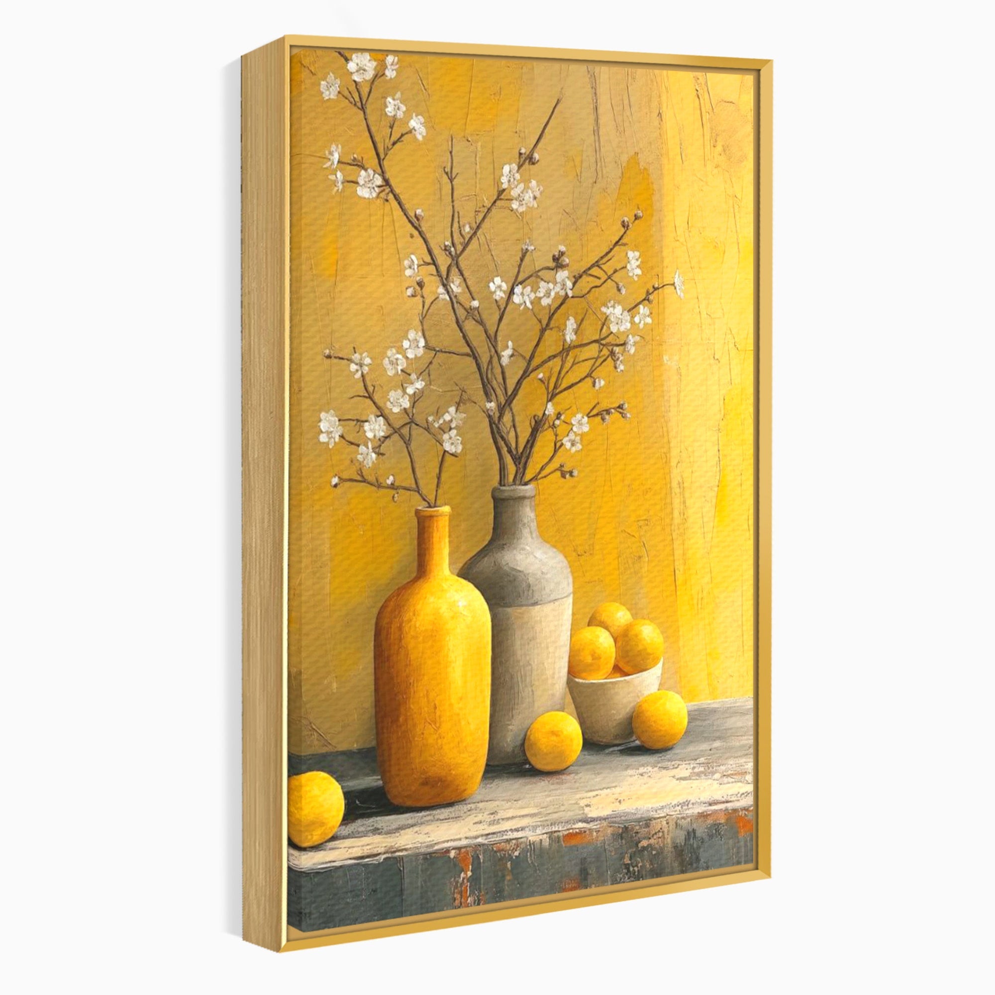Tablou Canvas Premium LuxCanva® PI1067, Vaze Cu Flori Albe, Flori, Vaze, Natura Statica, Decoratiuni, Living, Bucatarie, Culori Vibrante
