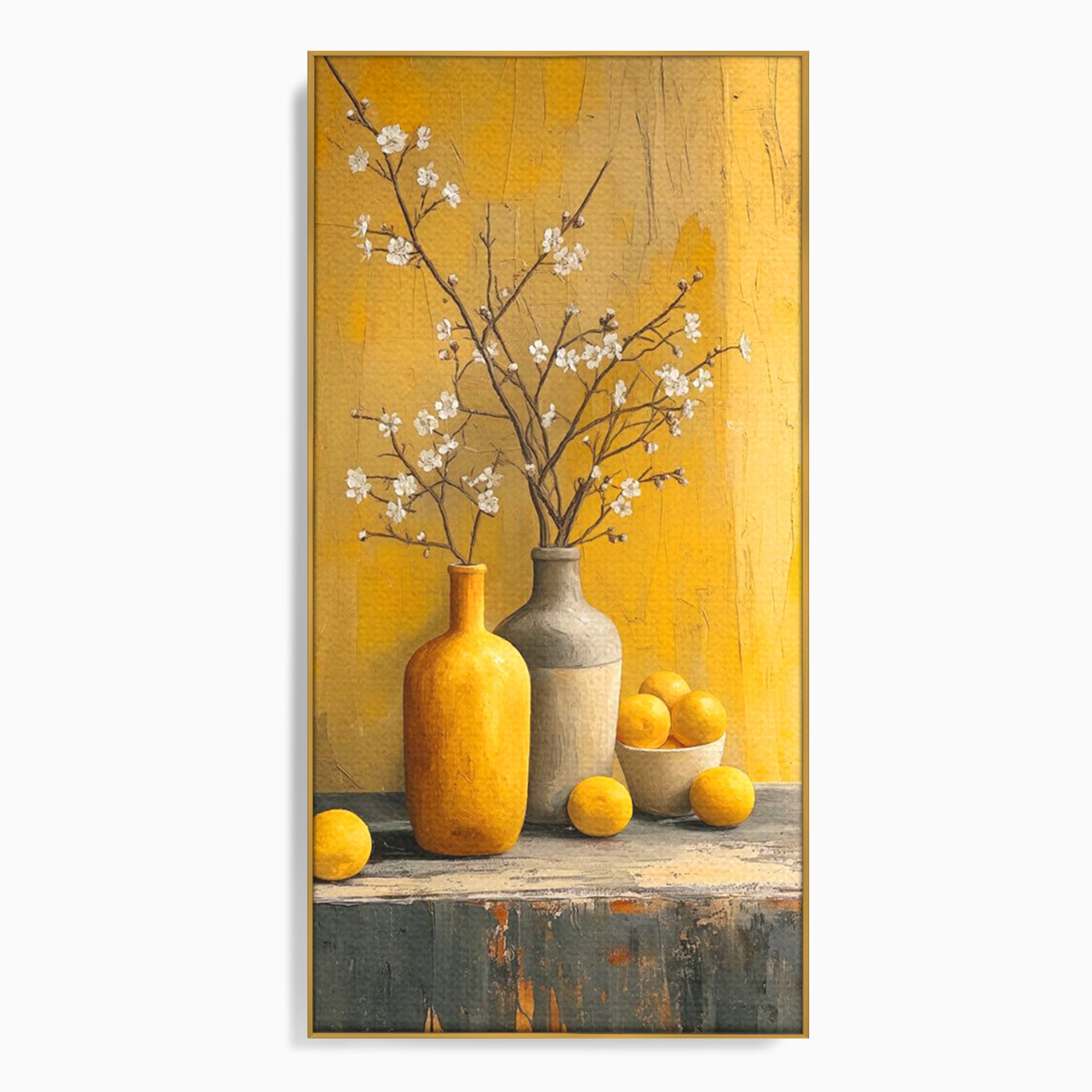Tablou Canvas Premium LuxCanva® PI1067, Vaze Cu Flori Albe, Flori, Vaze, Natura Statica, Decoratiuni, Living, Bucatarie, Culori Vibrante