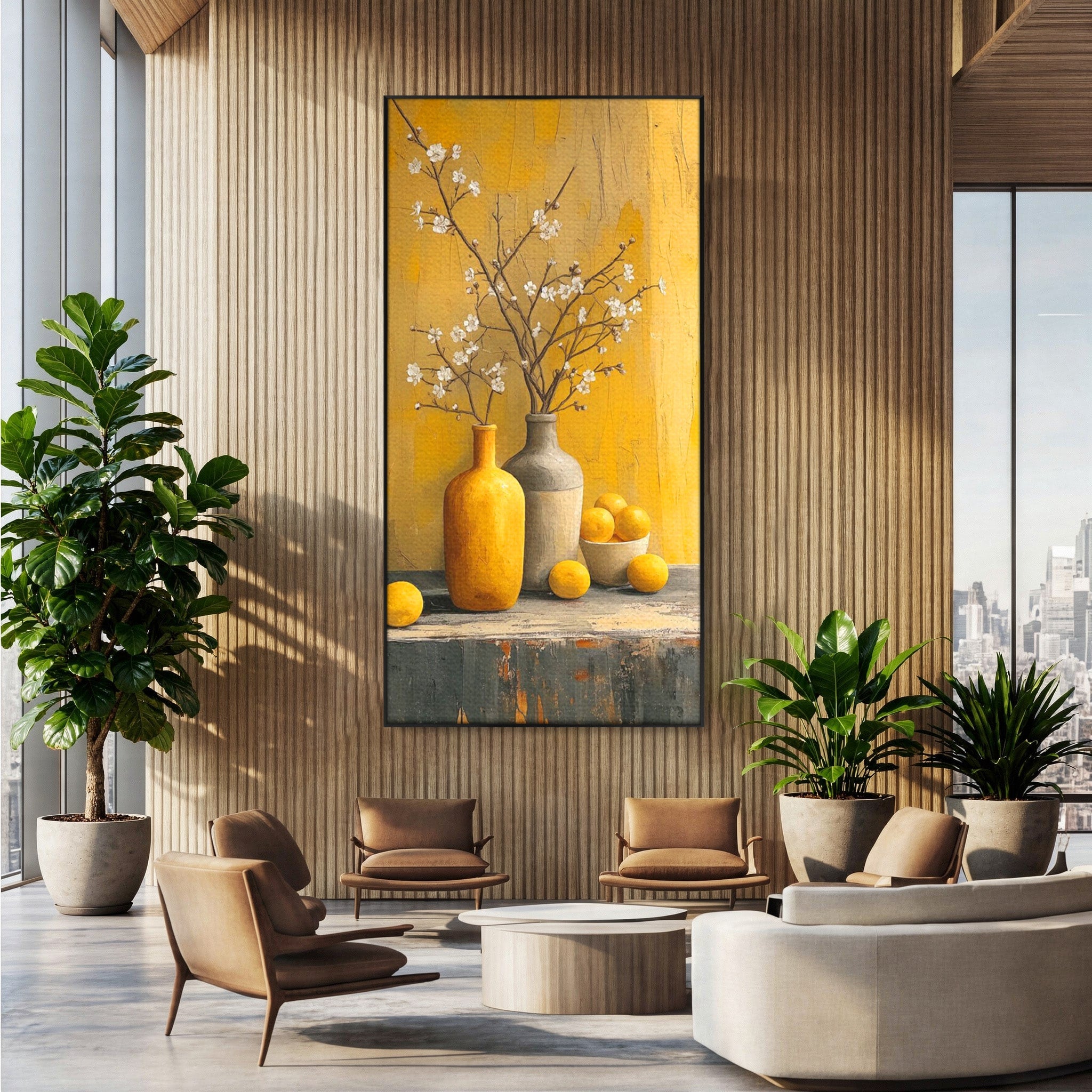 Tablou Canvas Premium LuxCanva® PI1067, Vaze Cu Flori Albe, Flori, Vaze, Natura Statica, Decoratiuni, Living, Bucatarie, Culori Vibrante