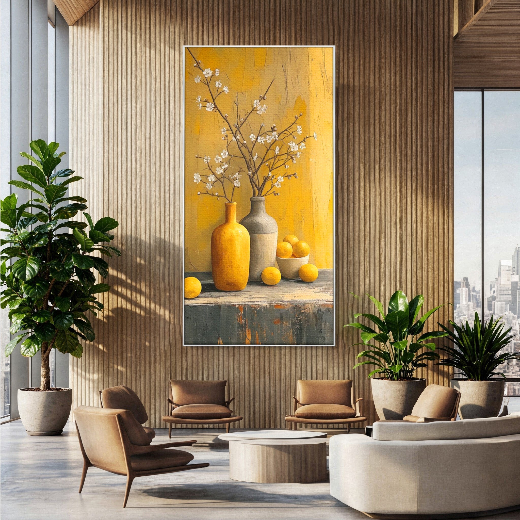 Tablou Canvas Premium LuxCanva® PI1067, Vaze Cu Flori Albe, Flori, Vaze, Natura Statica, Decoratiuni, Living, Bucatarie, Culori Vibrante
