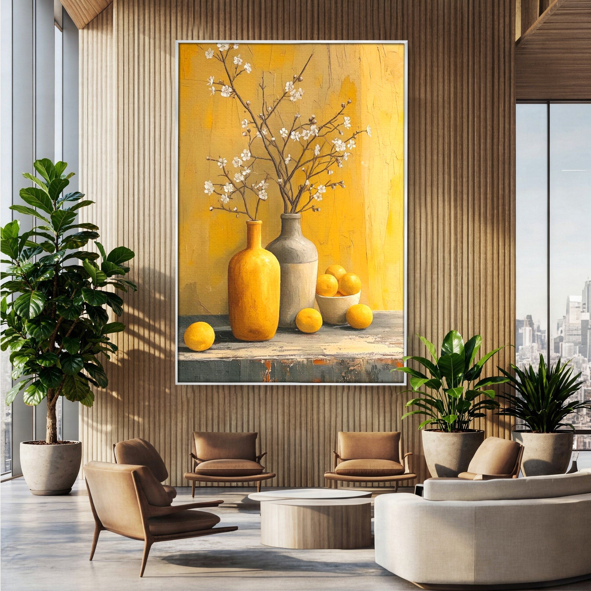 Tablou Canvas Premium LuxCanva® PI1067, Vaze Cu Flori Albe, Flori, Vaze, Natura Statica, Decoratiuni, Living, Bucatarie, Culori Vibrante