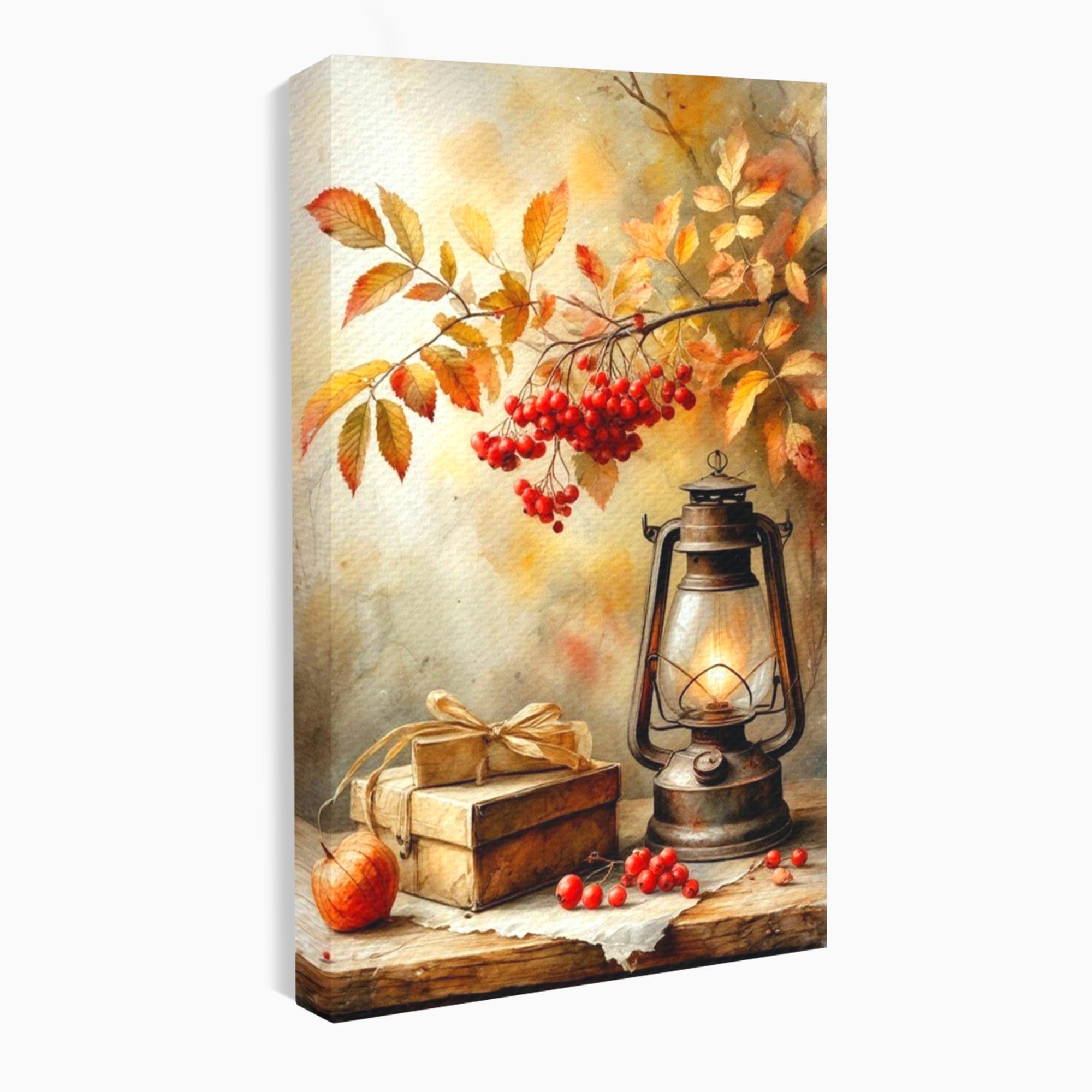 Tablou Canvas Premium LuxCanva® PI1068, Lanterna De Toamna, Lanterna, Toamna, Frunze, Decor, Living, Natura, Culori Vibrante