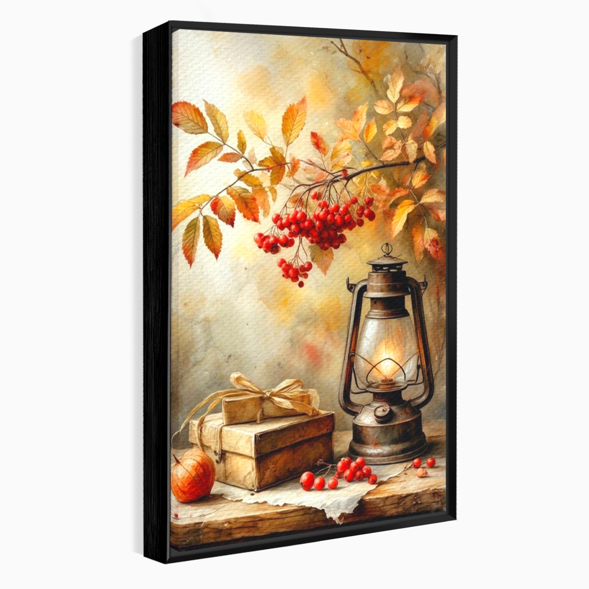 Tablou Canvas Premium LuxCanva® PI1068, Lanterna De Toamna, Lanterna, Toamna, Frunze, Decor, Living, Natura, Culori Vibrante